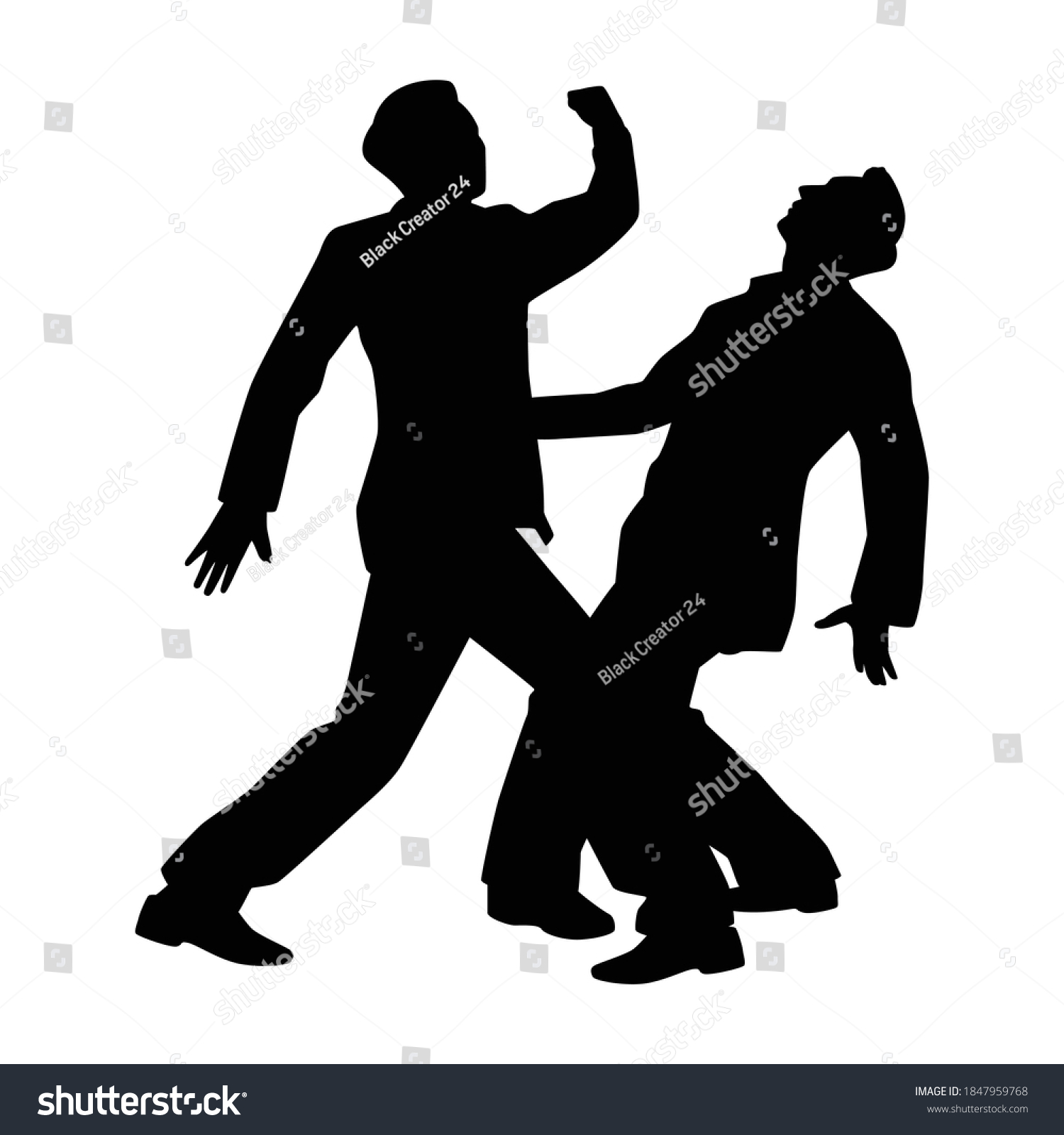 Two Businessman Fighting Silhouette Vector On Stock Vector (Royalty ...