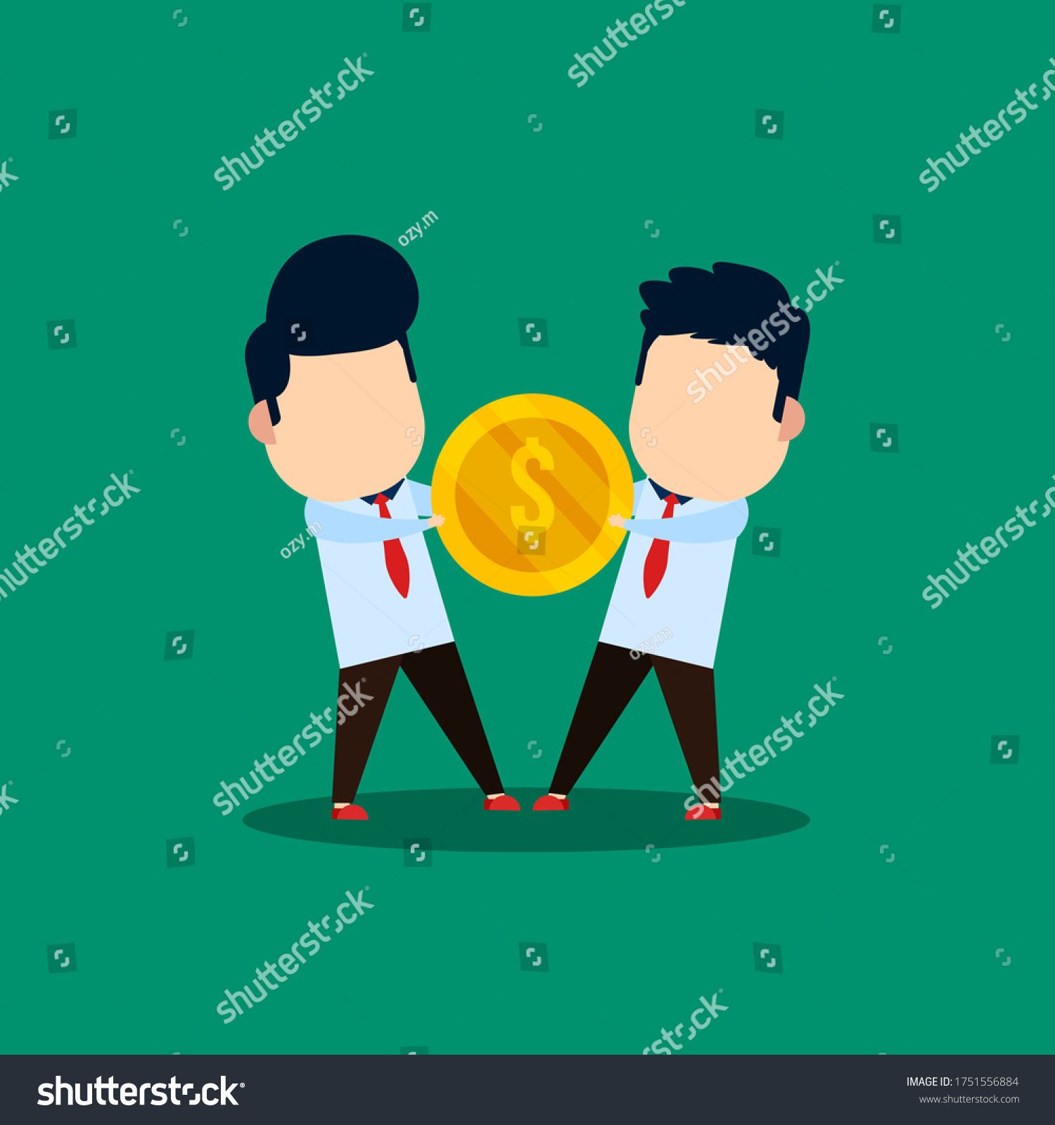 SVG of two businessmen fighting over coins svg