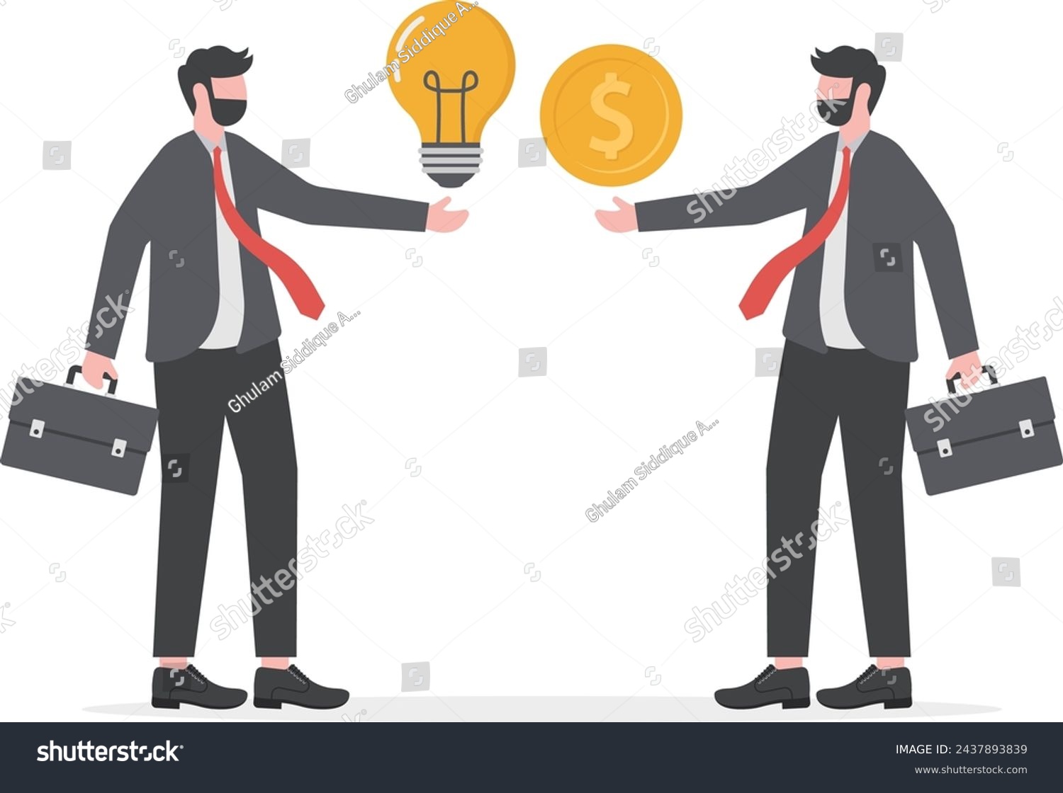 SVG of Two businessmen holding dollar coin and ideas. Concept business vector illustration

 svg