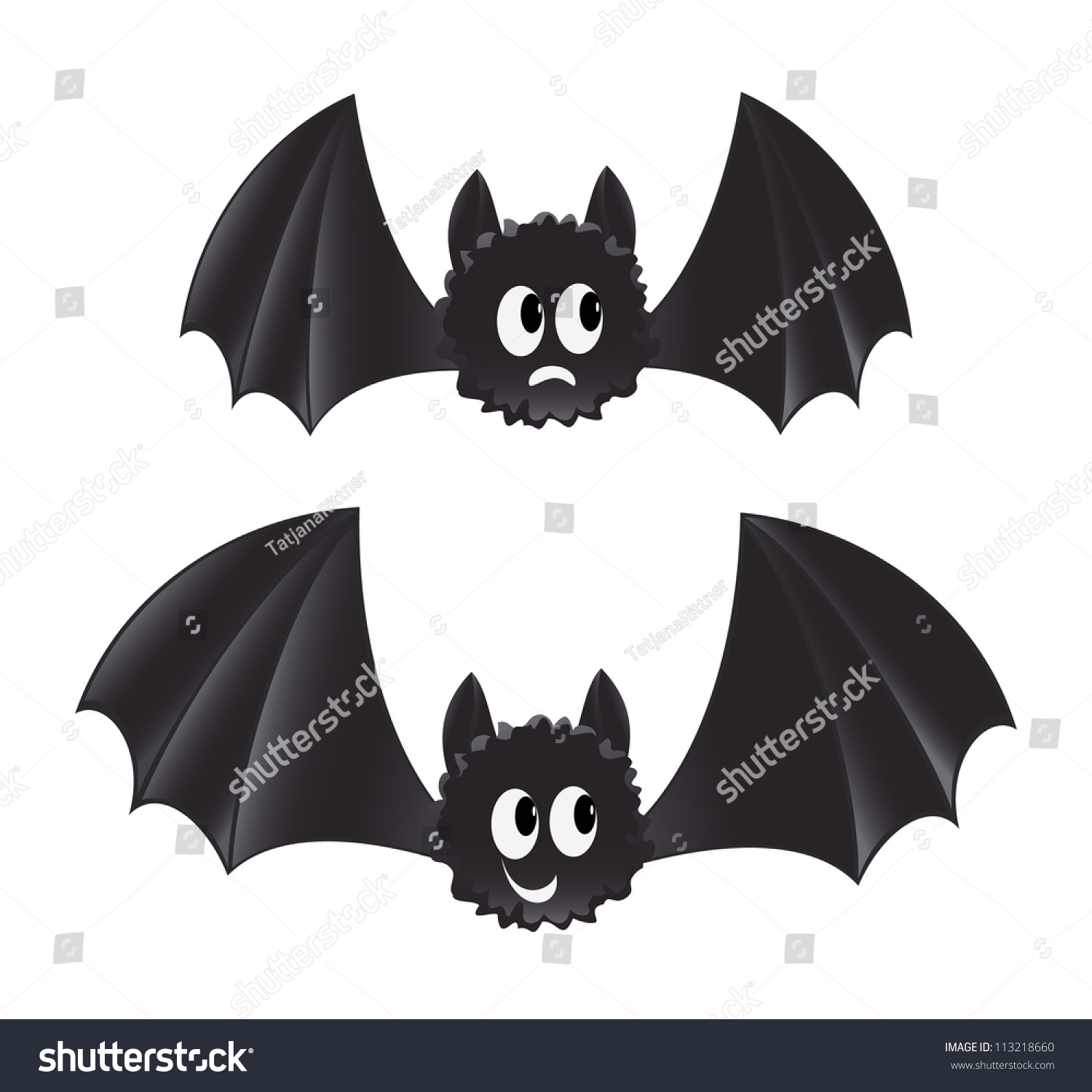 Two Cartoon Style Bats Stock Vector Illustration 113218660 : Shutterstock