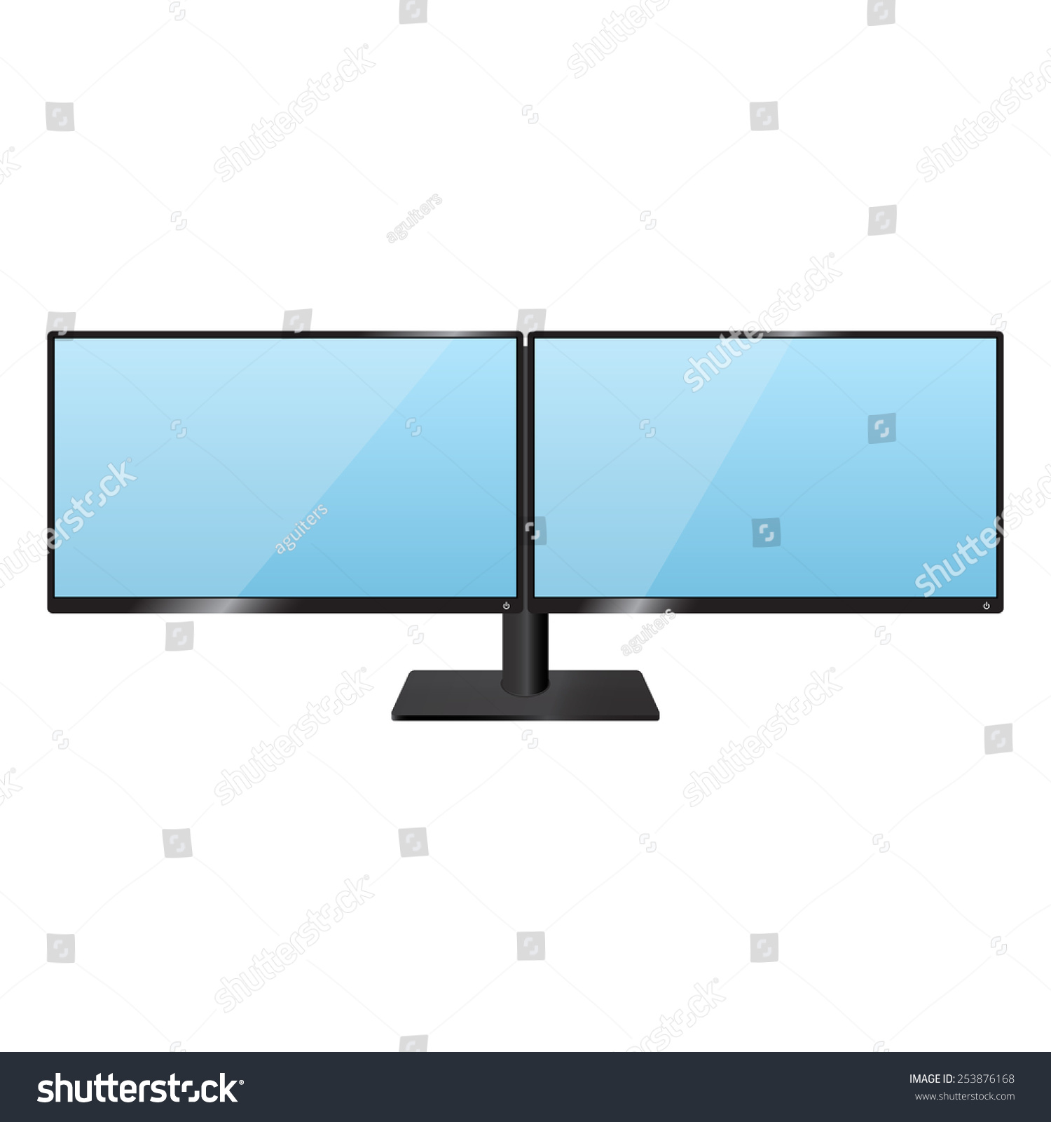 Two Desktop Monitors Dual Monitor Stand Stock Vector Royalty Free