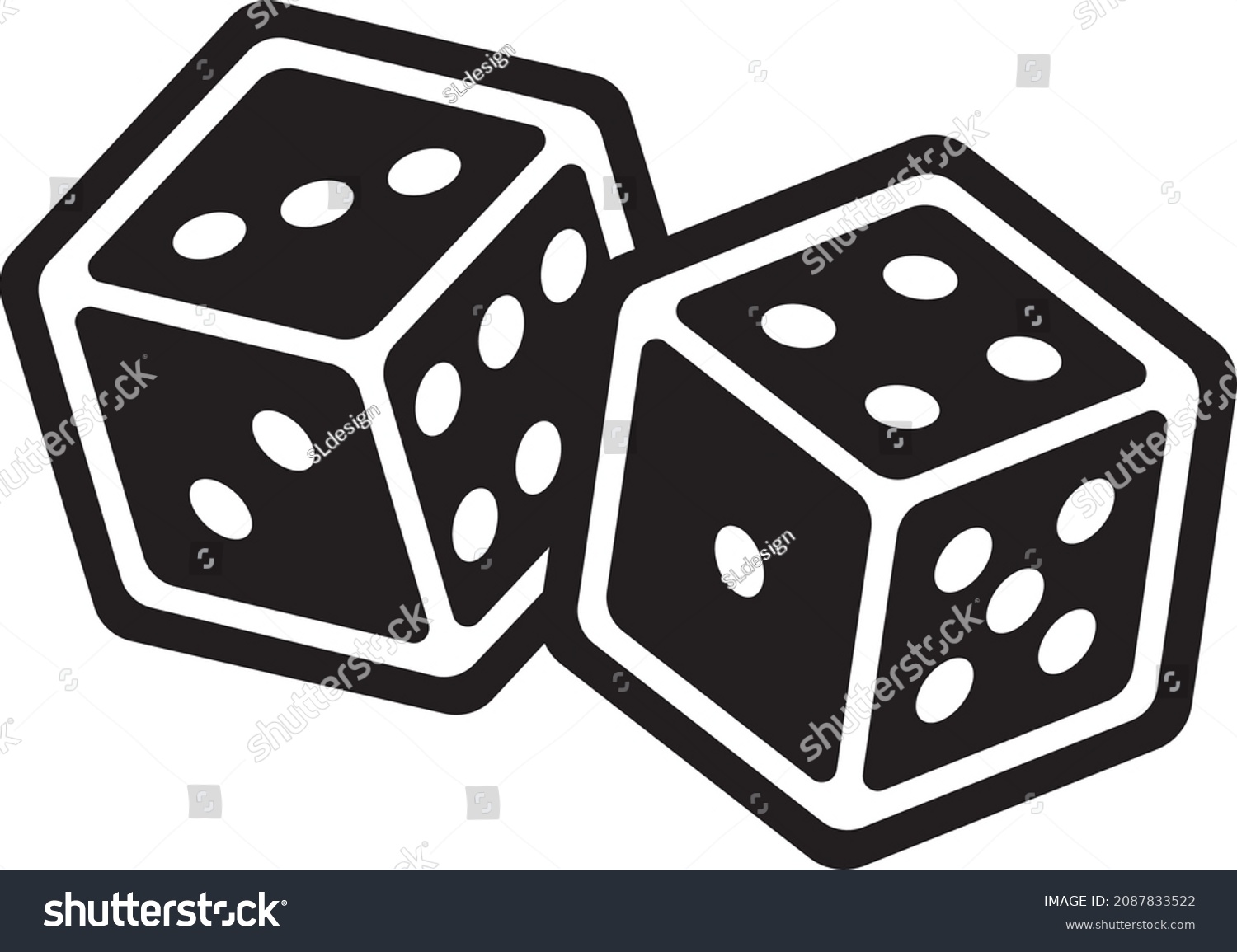 Two Dice Cubes Isolated On White Stock Vector (Royalty Free) 2087833522