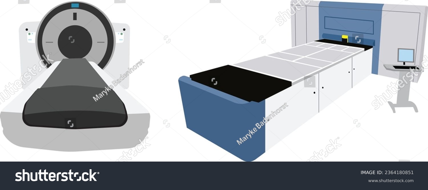 SVG of two different cat scan machines isolated on a white background svg