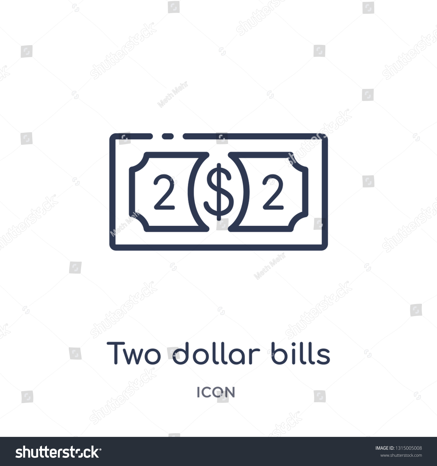 SVG of two dollar bills icon from security outline collection. Thin line two dollar bills icon isolated on white background. svg