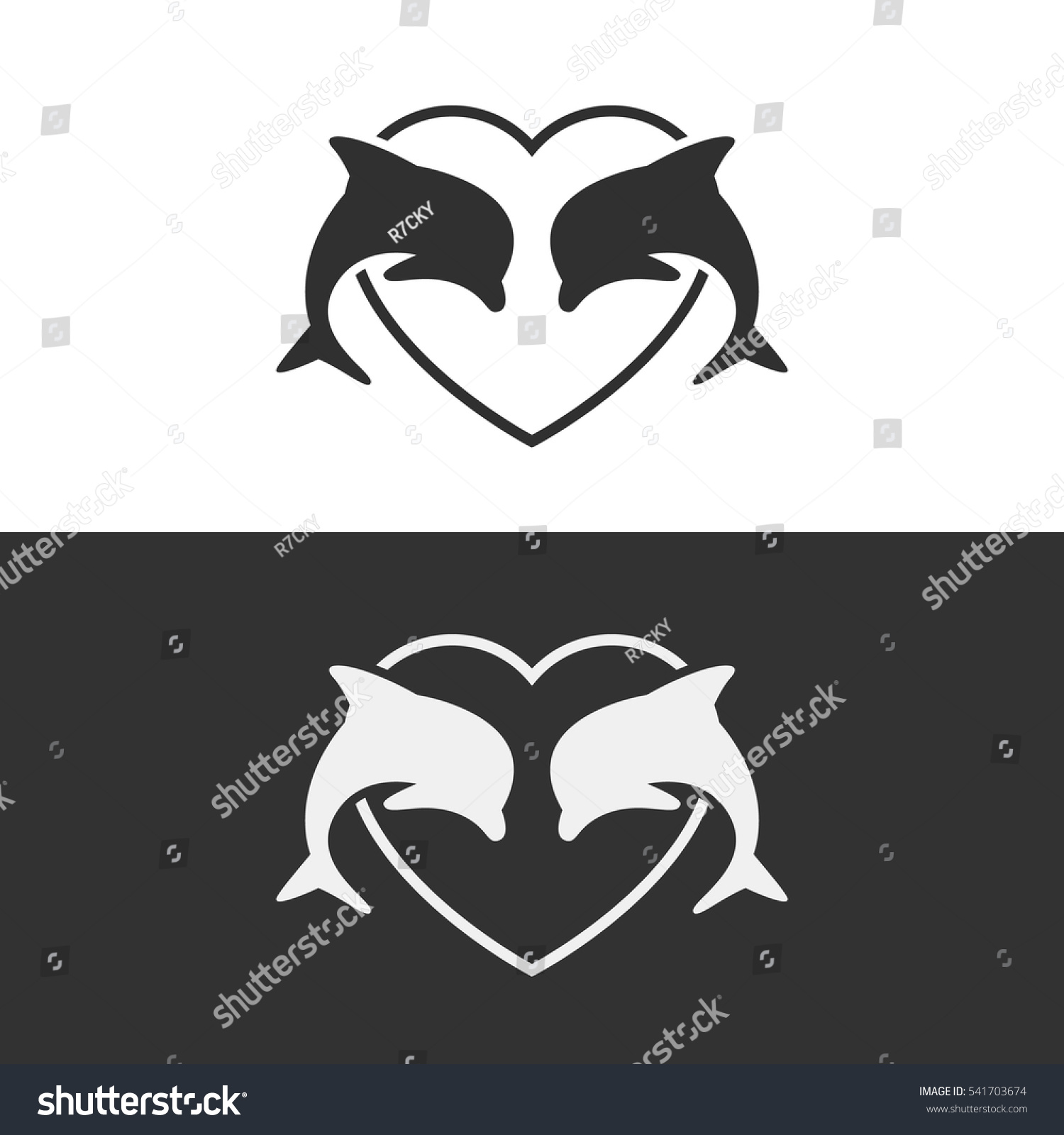 Two Dolphin Silhouette Heart Shape Logo Stock Vector (Royalty Free ...