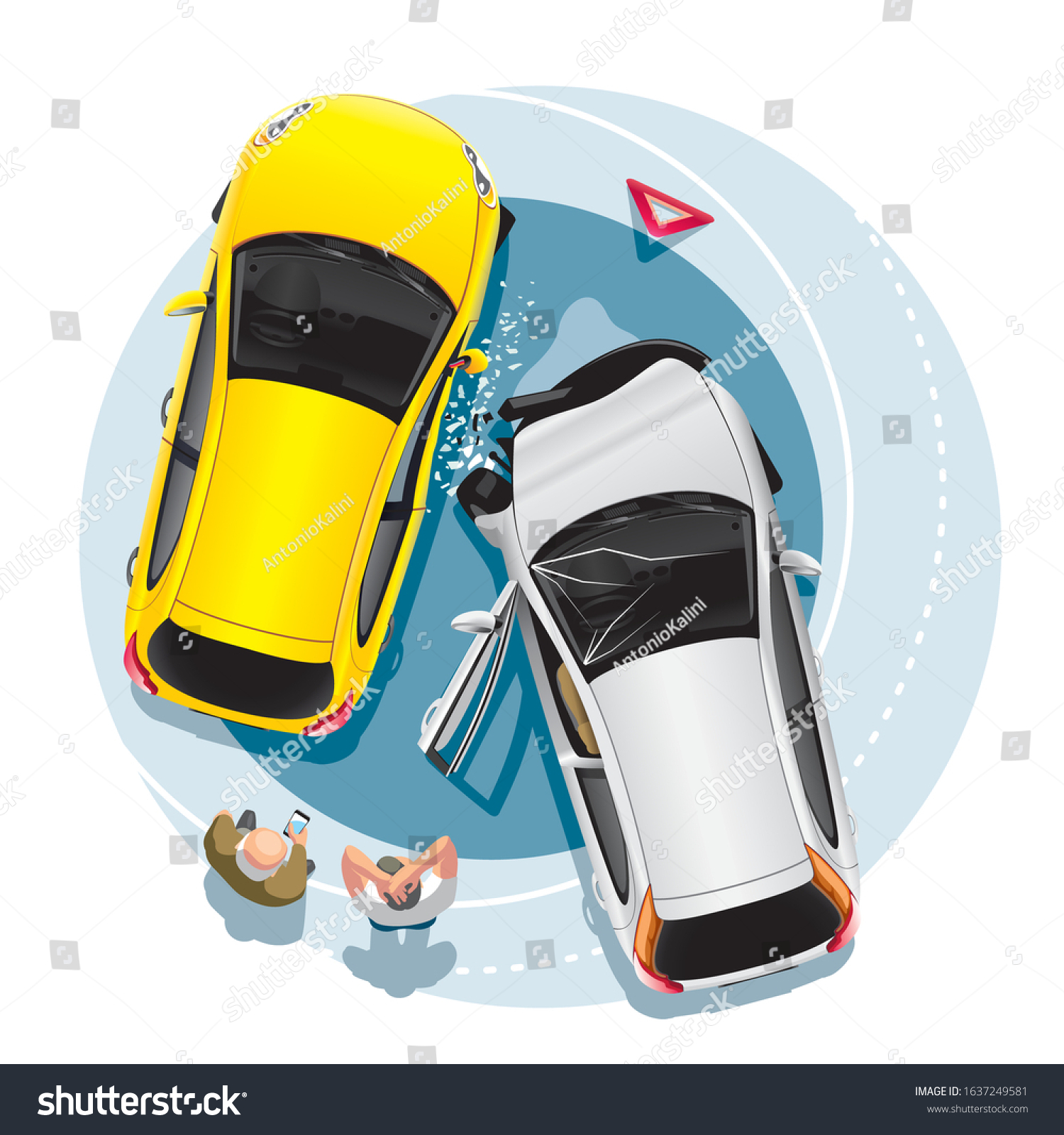 Two Drivers Stand Near Their Cars Stock Vector Royalty Free 1637249581