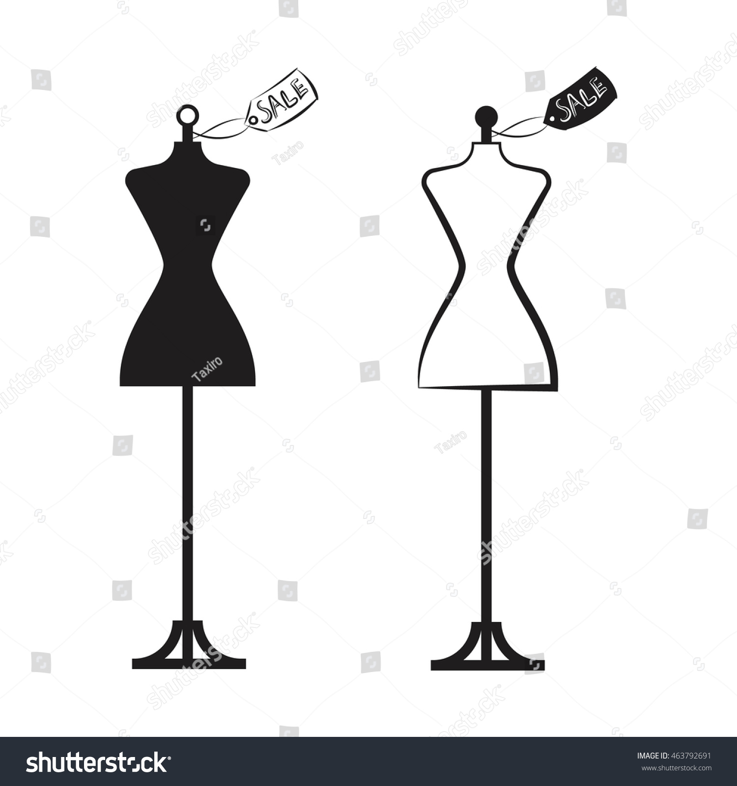 Two Dummy Dress Illustration Vector Isolated 库存矢量图 免版税