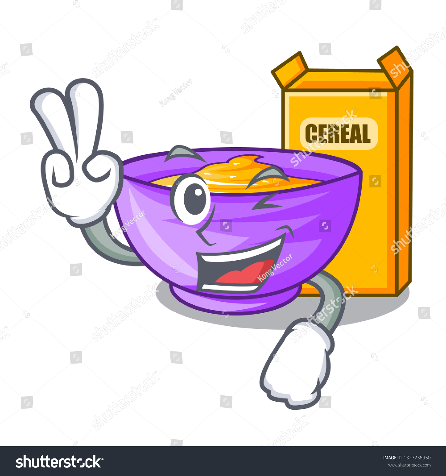 Two Finger Cereal Box Character Fridge Stock Vector Royalty Free