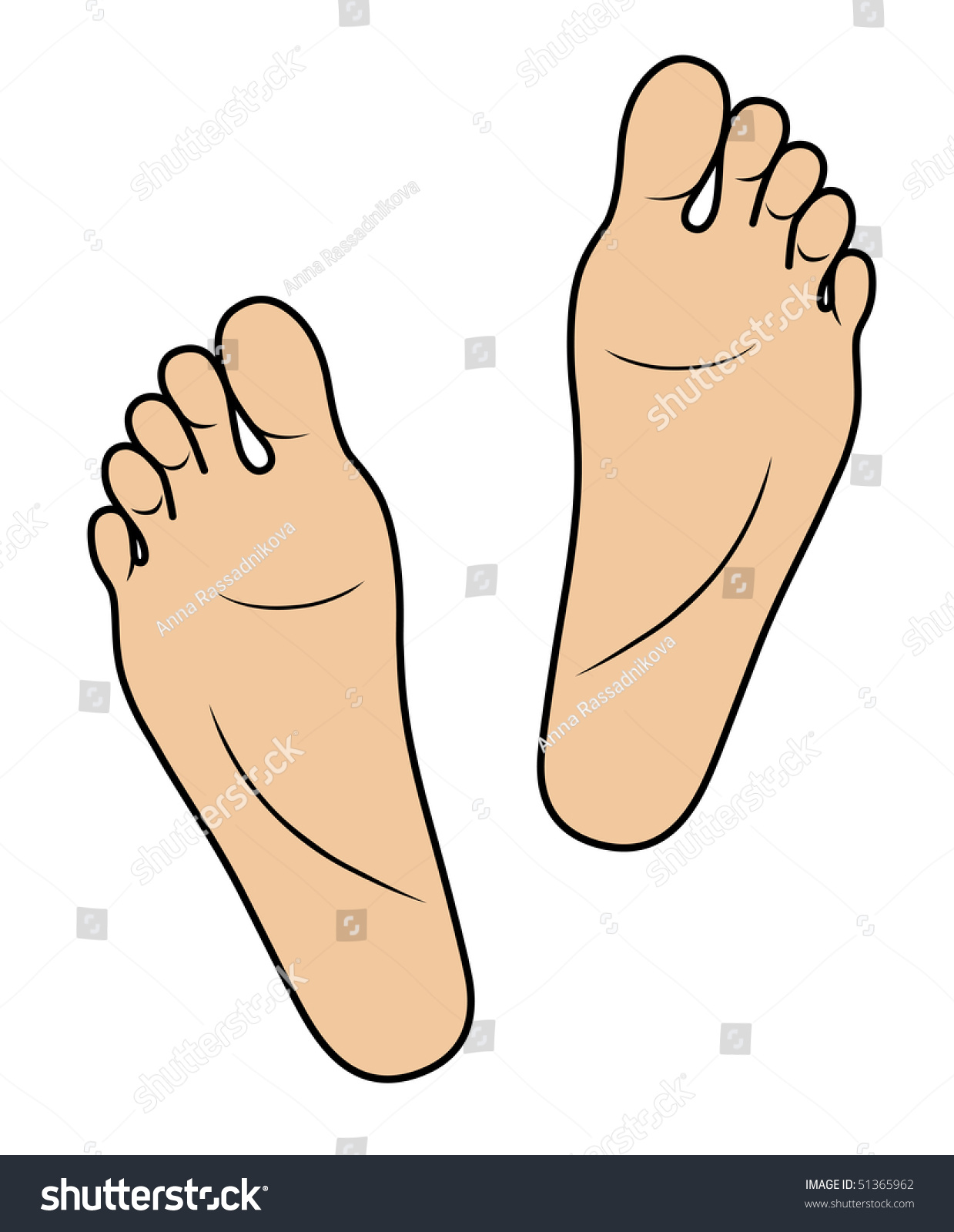 Two Foots Isolated On White Stock Vector 51365962 - Shutterstock