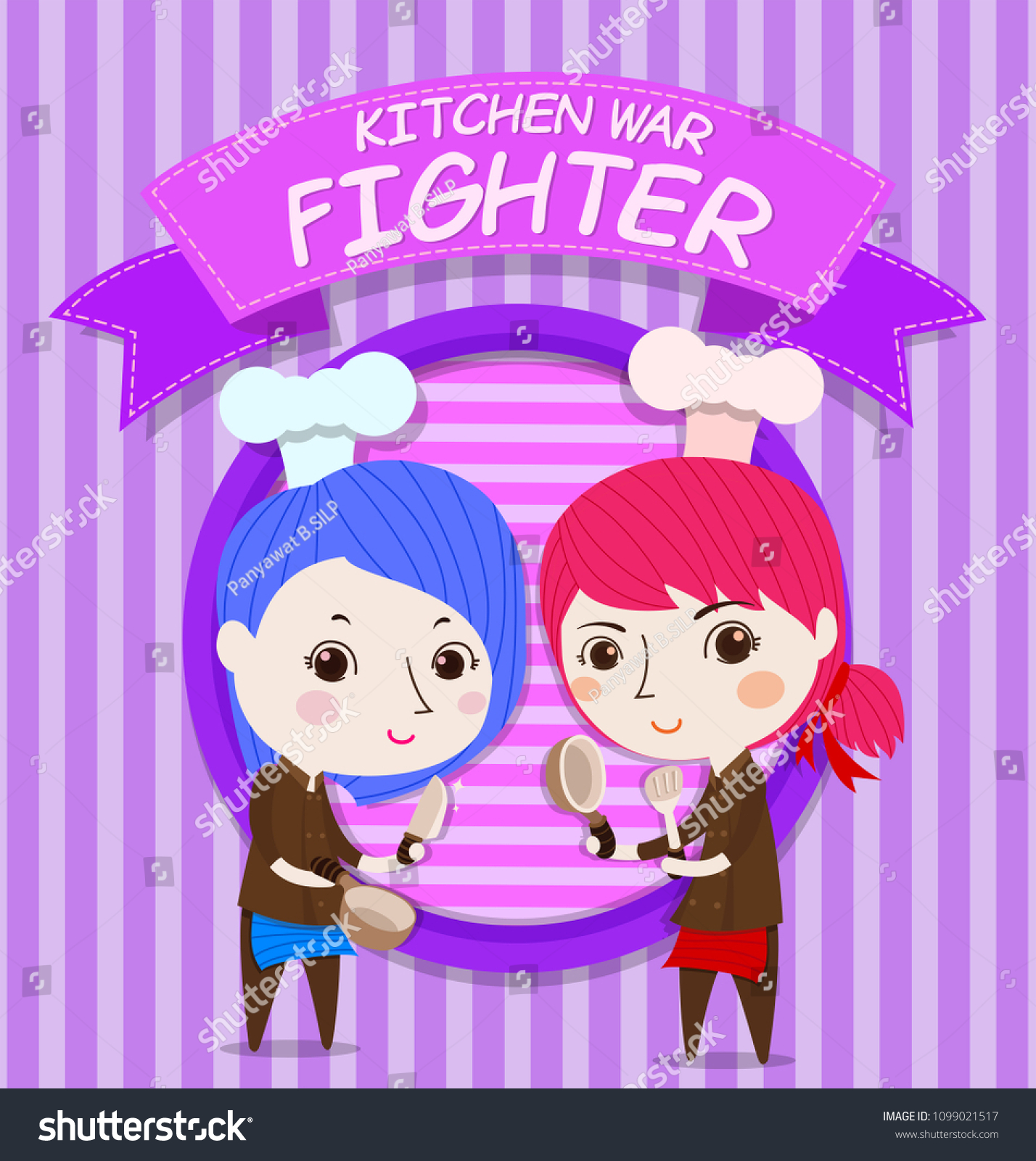 Two Girls Fighting Kitchen War Stock Vector (Royalty Free) 1099021517 ...