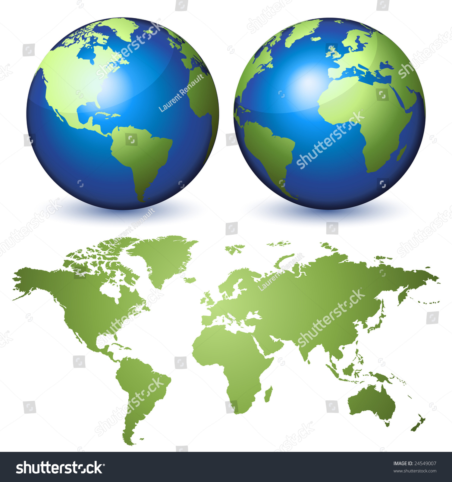 Two Globes Representing The Earth And A Planisphere Stock Vector ...