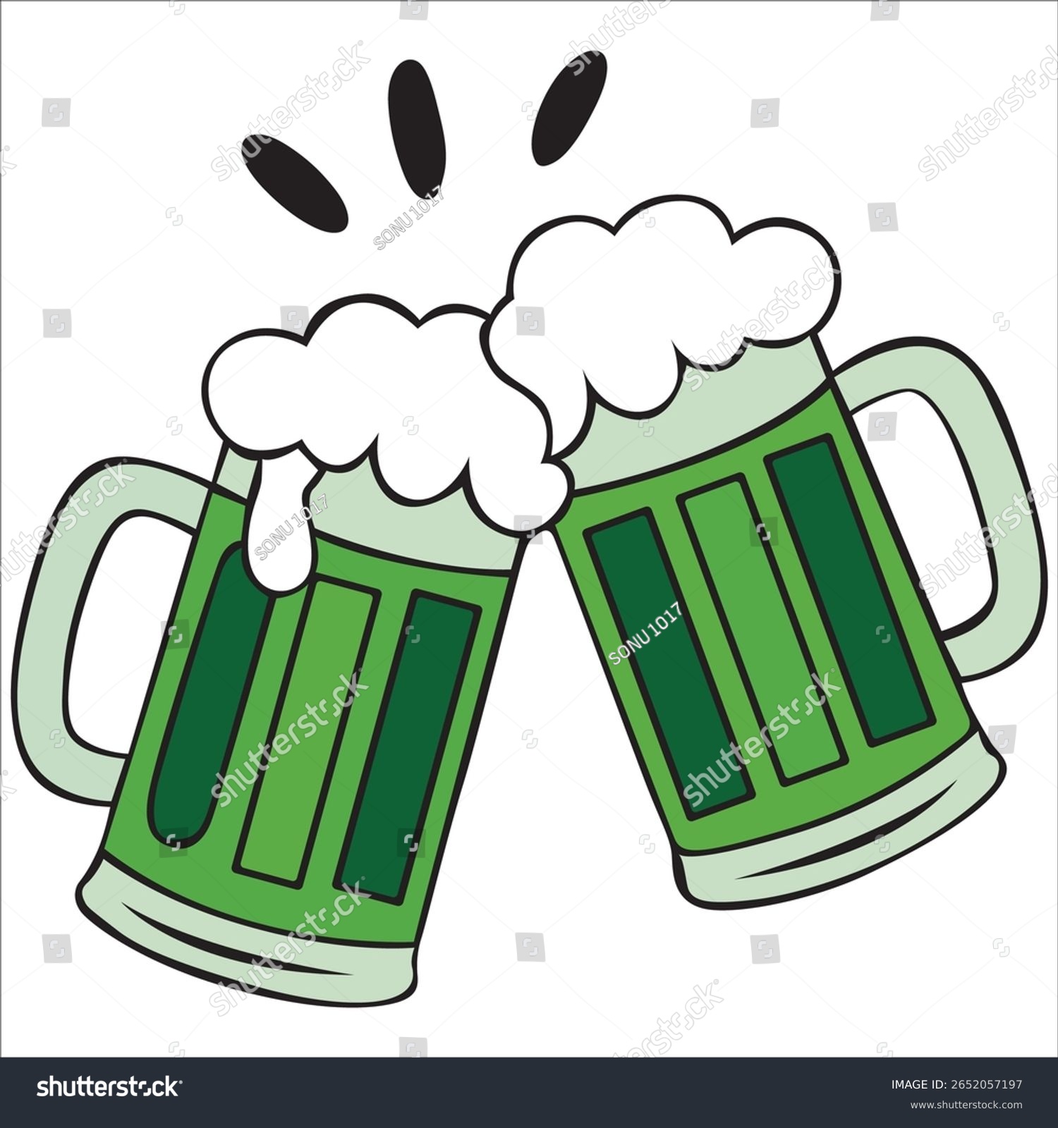 green beer mugs clinking cartoon style clip art preview