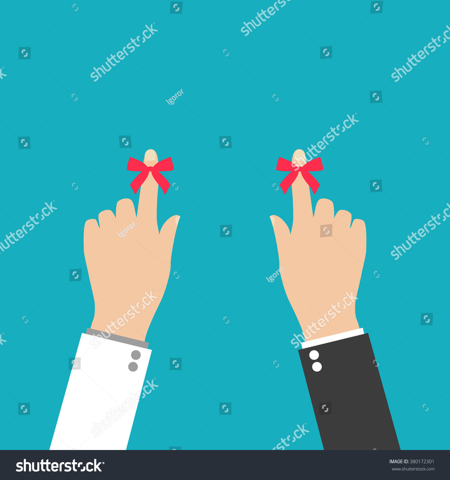 Two Hands Finger Red Ribbon Stock Vector (Royalty Free) 380172301 ...