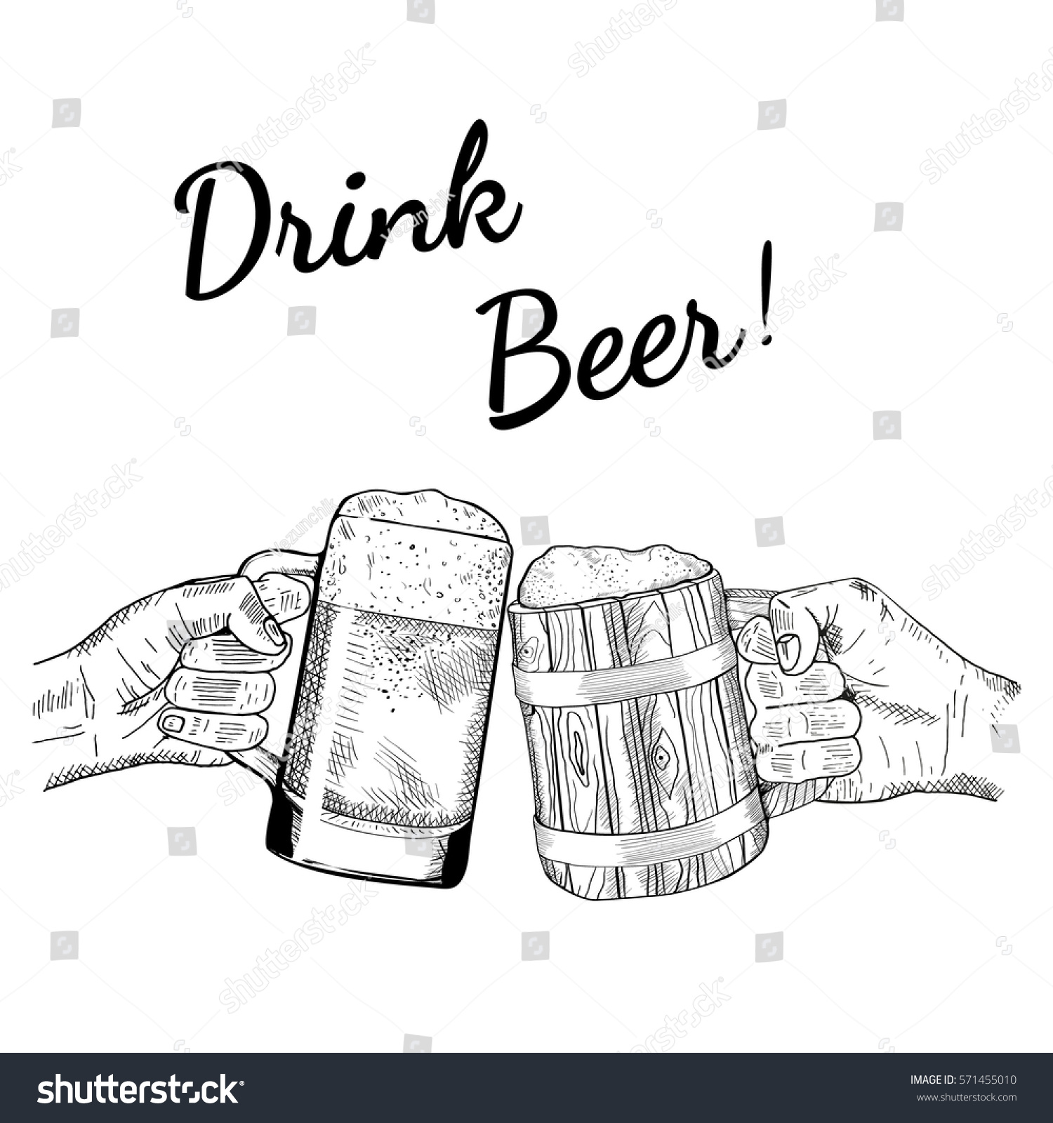 Two Hands Holding Clinking Glasses Beer Vector De Stock Libre De