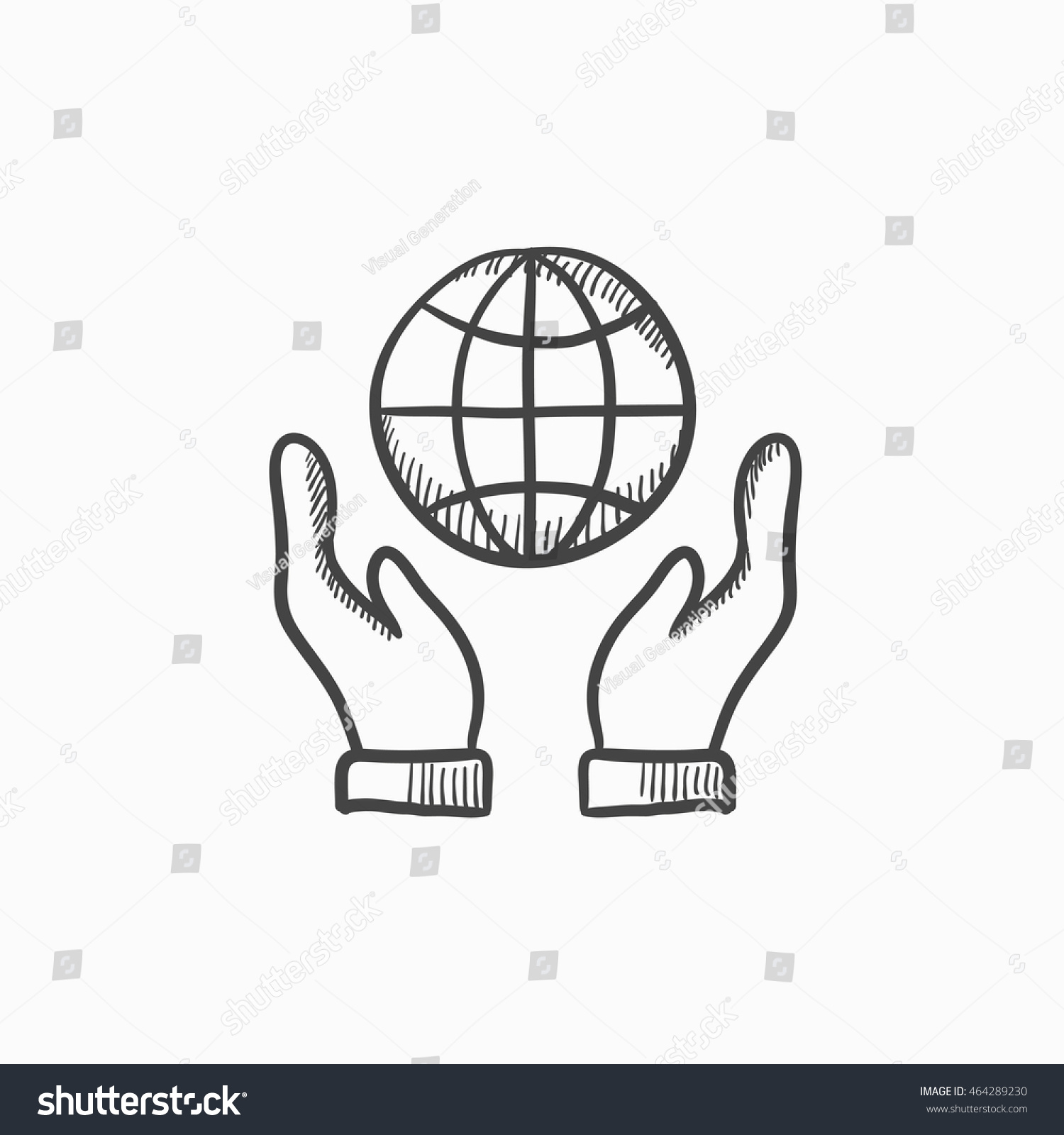 Two Hands Holding Globe Vector Sketch Stock Vector Royalty Free 464289230