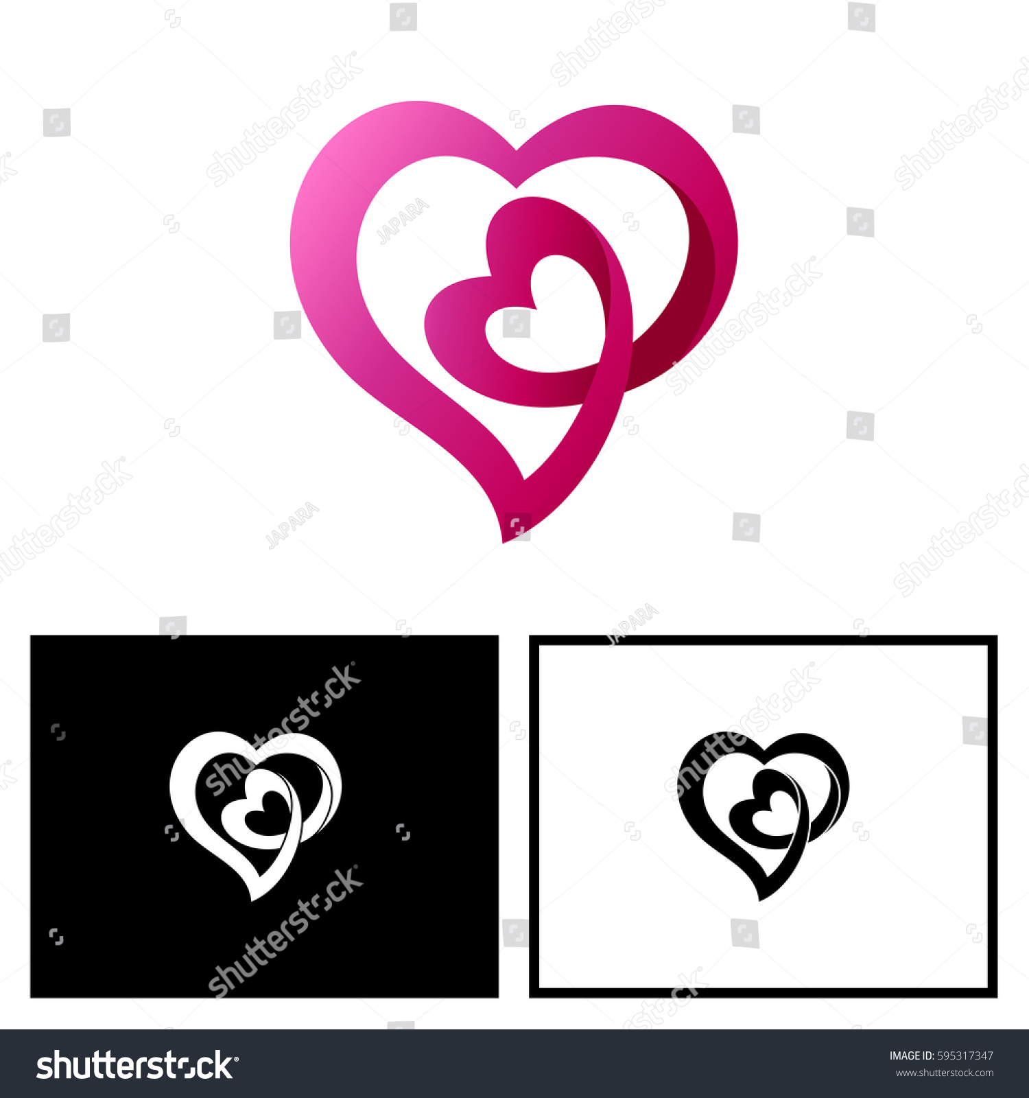 Two Heart Logo Vector Stock Vector 595317347 - Shutterstock