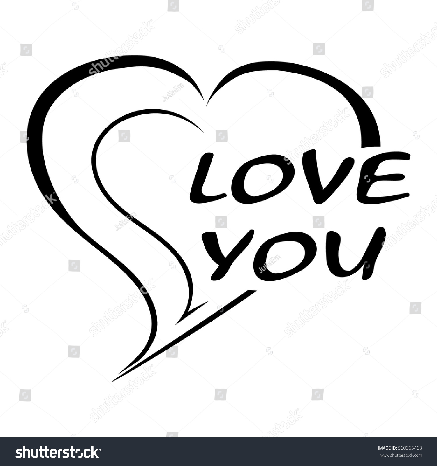 Two Hearts Words Love You Black Stock Vector 560365468 - Shutterstock