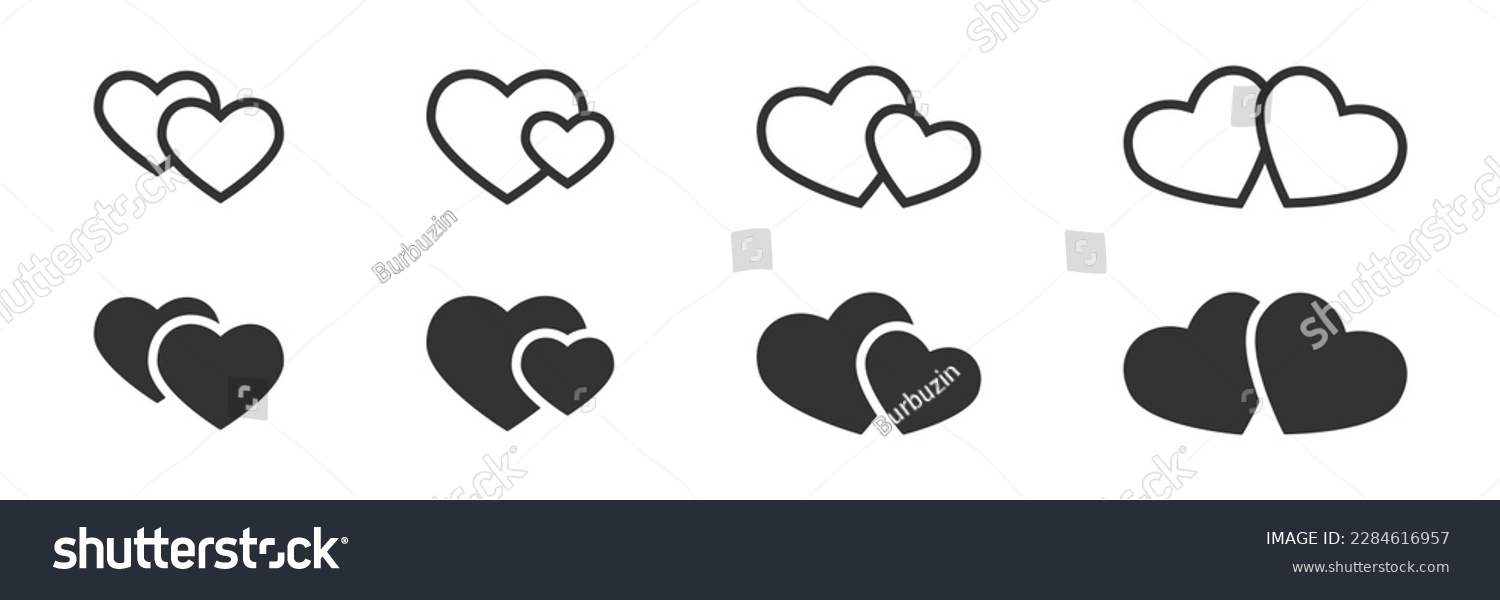 SVG of Two hearts icons. Vector illustration. svg