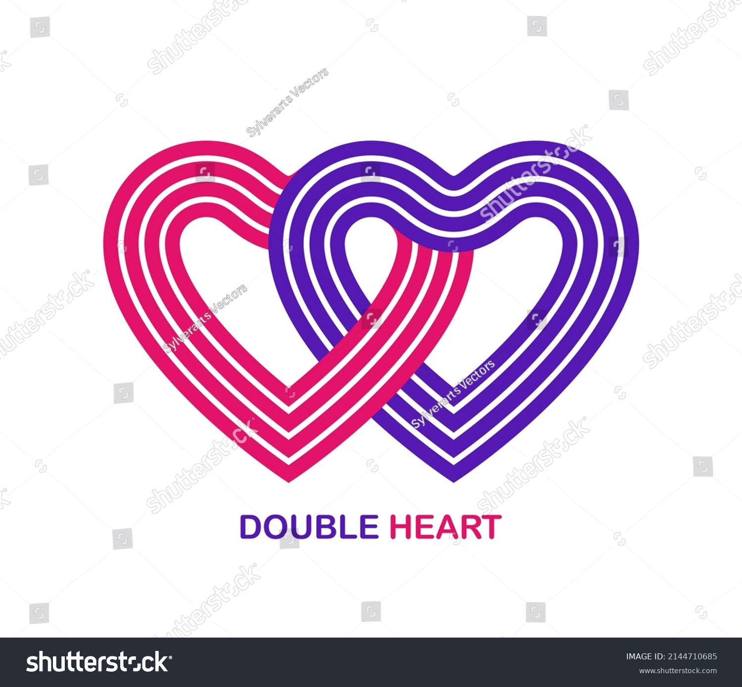 SVG of Two hearts linked to each other vector geometric linear logo isolated on white background, best emblem for charity or couple in live wedding or community or connection. svg
