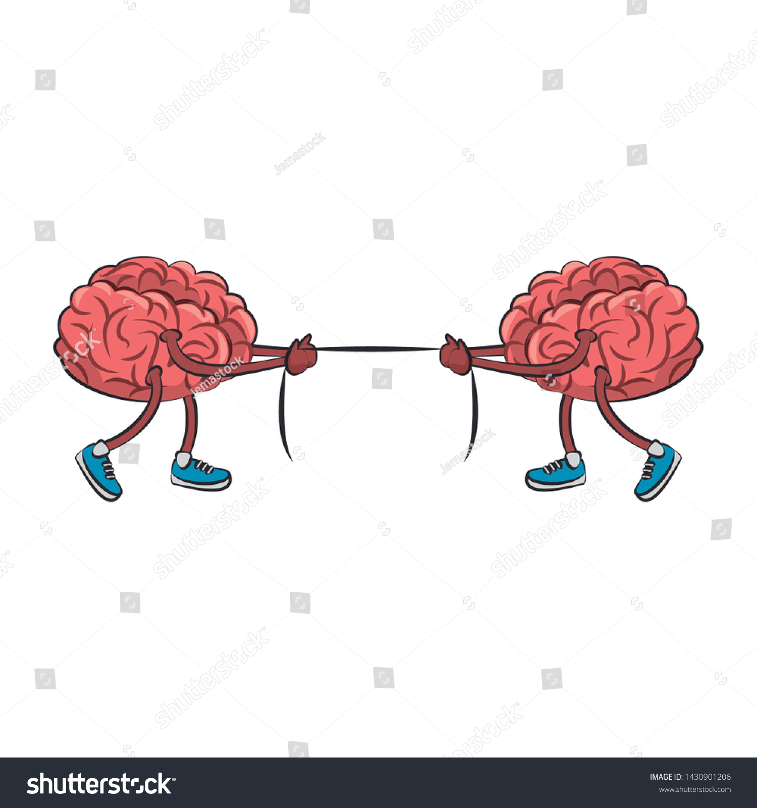 Two Human Brains Pulling Rope Cartoons Stock Vector Royalty Free Shutterstock