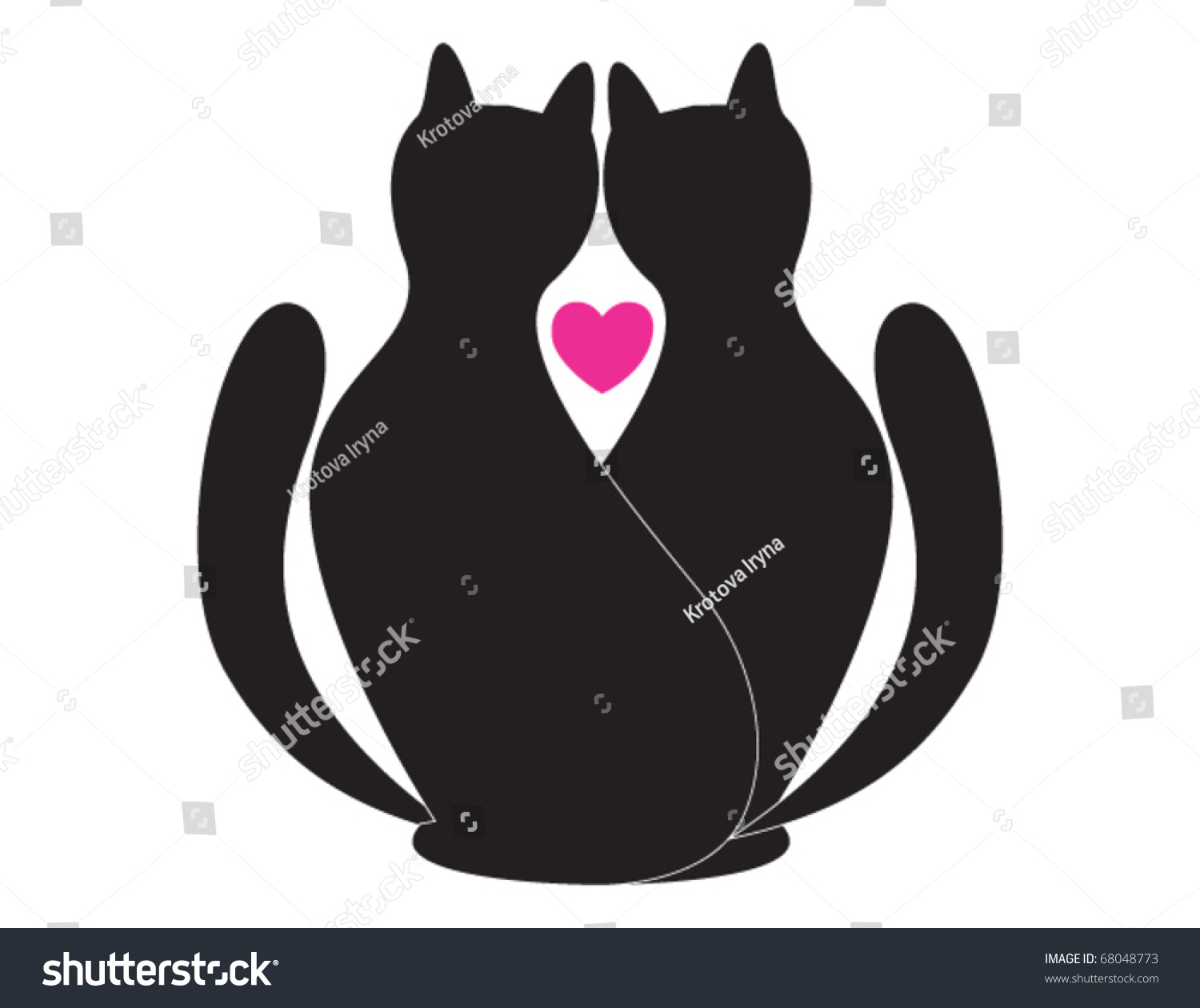 Two Love Cats Heart Stock Vector 68048773 - Shutterstock