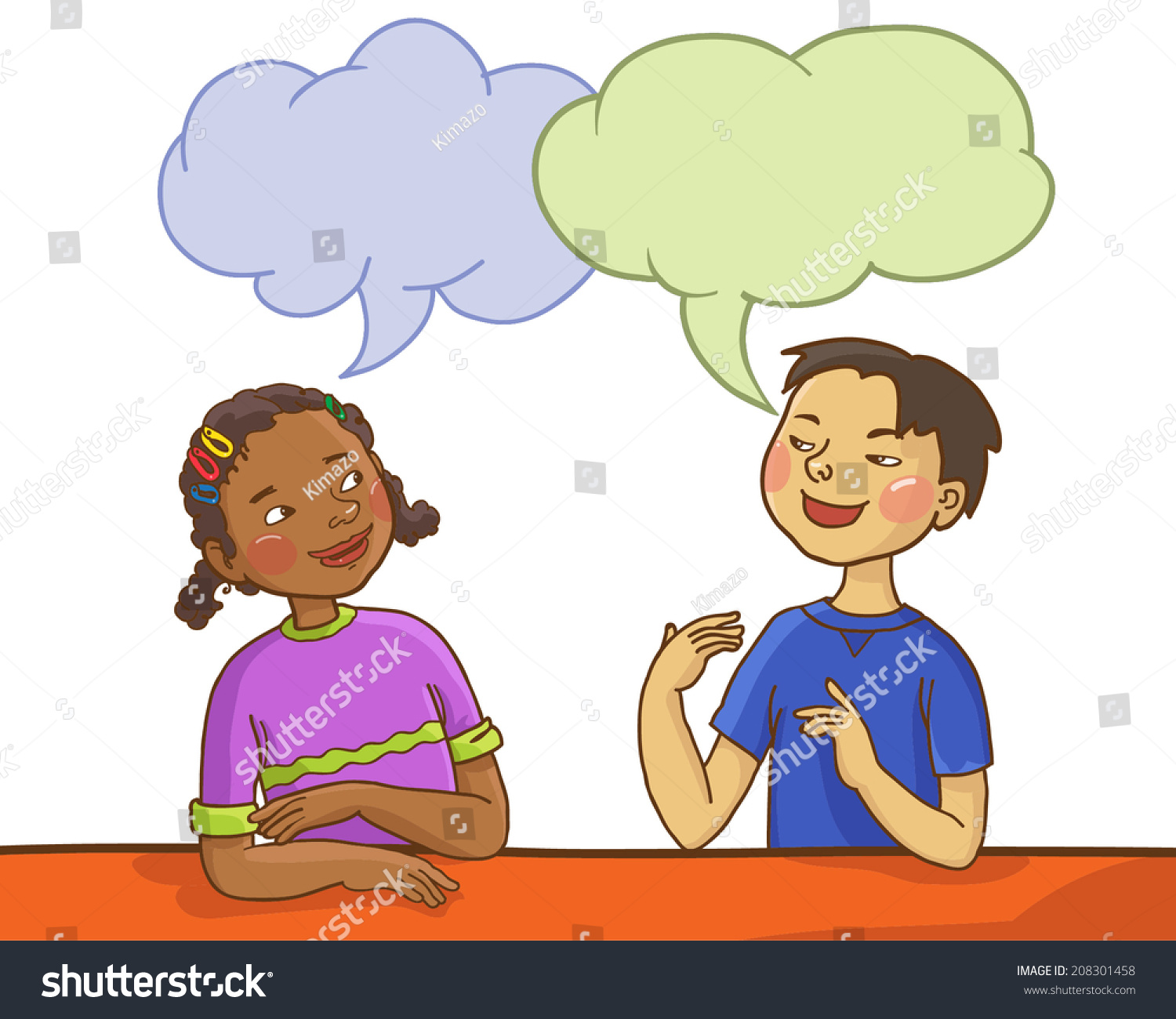 Two Kids Talking Together Speech Bubble Stock Vector 208301458 ...