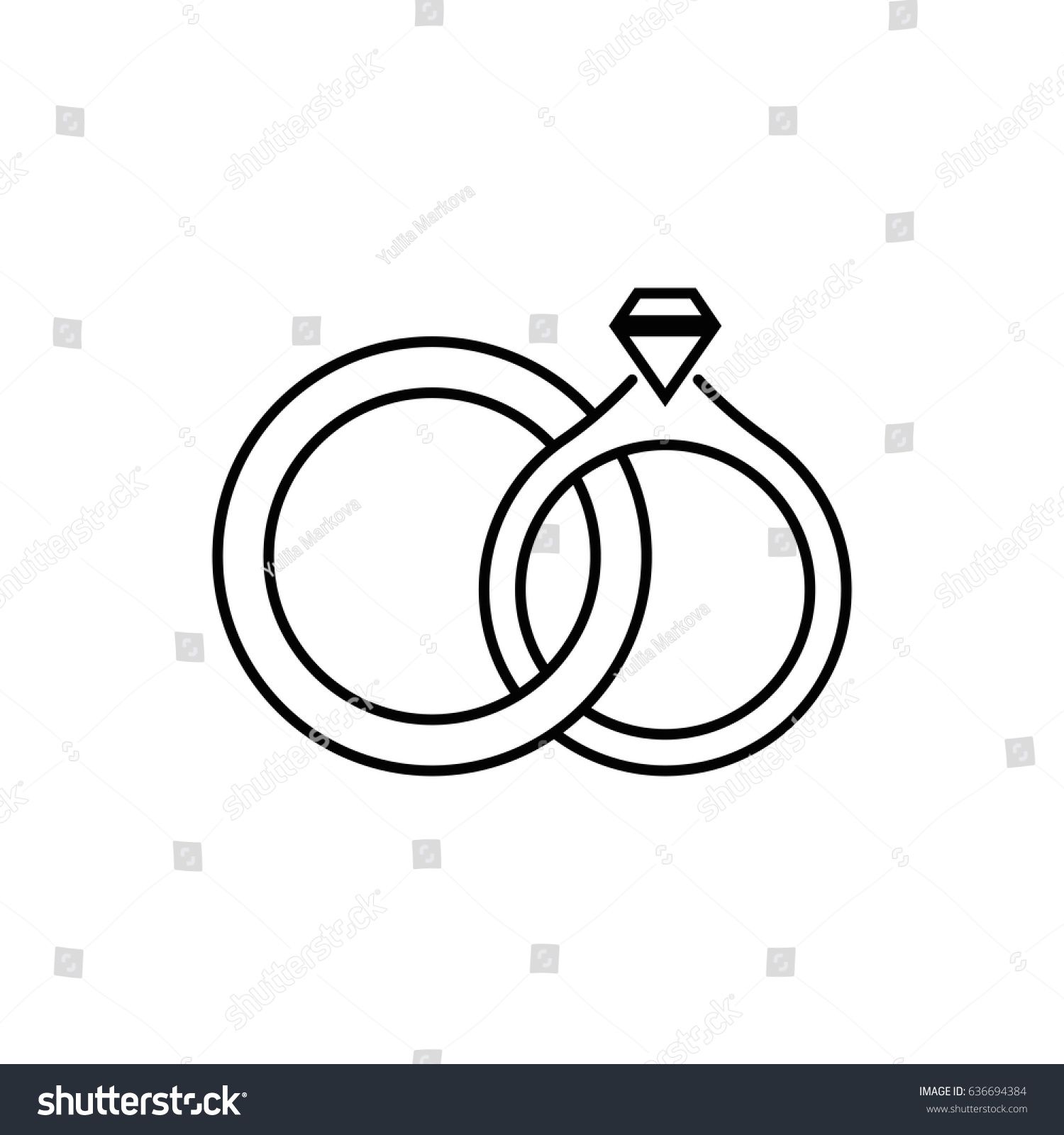 Two Linked Wedding Rings Illustration Flat Stock Vector 636694384 ...