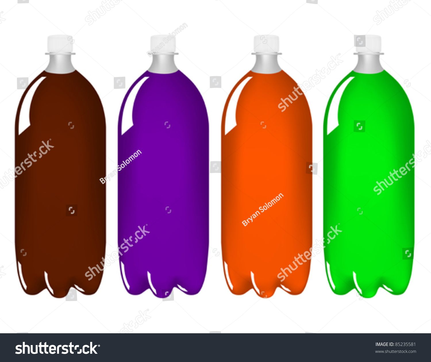 Two Liter Soda Bottles Different Colors Stock Vector 85235581 ...