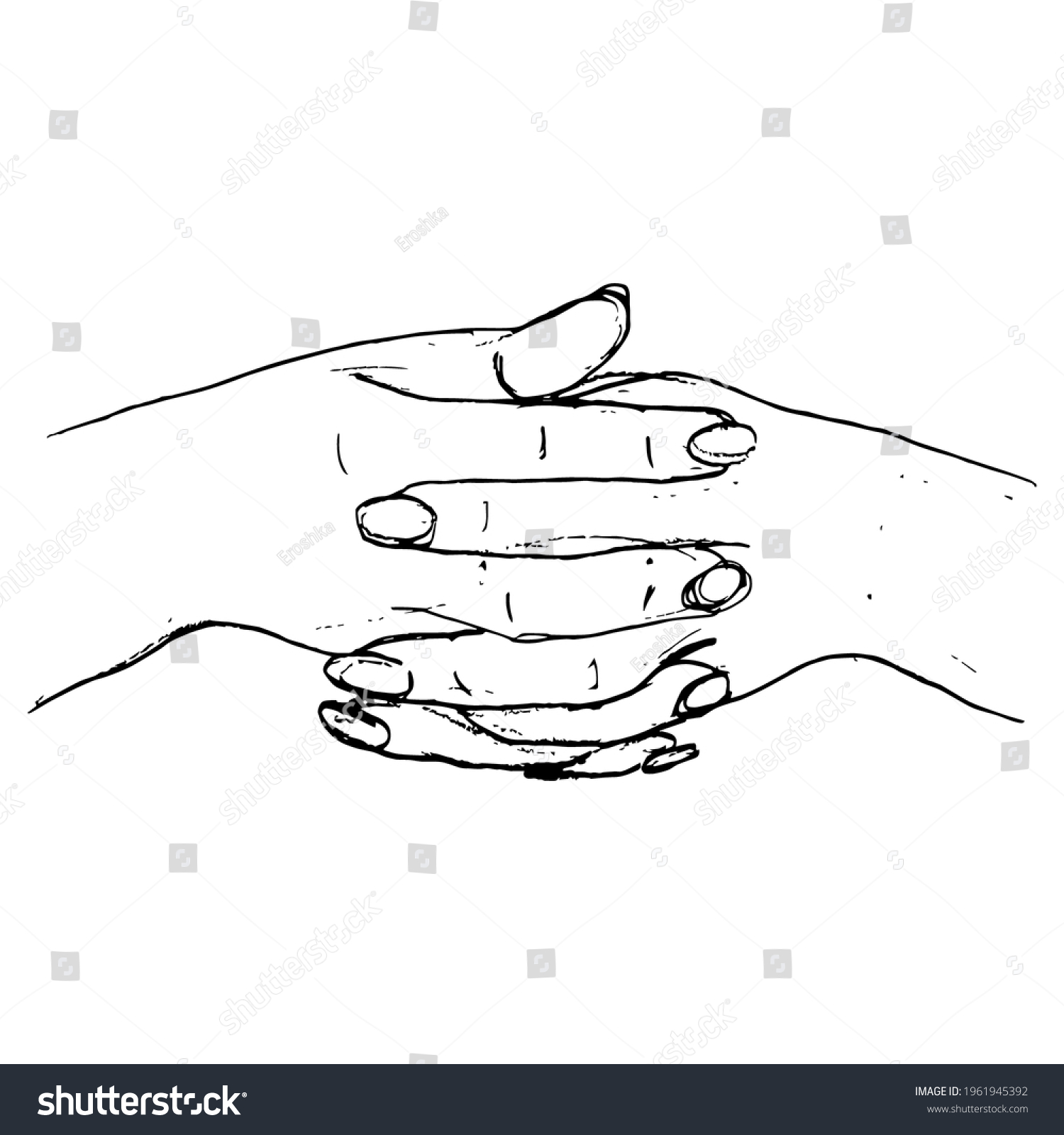 Two Locked Female Hands Intertwined Fingers Stock Vector (Royalty Free ...