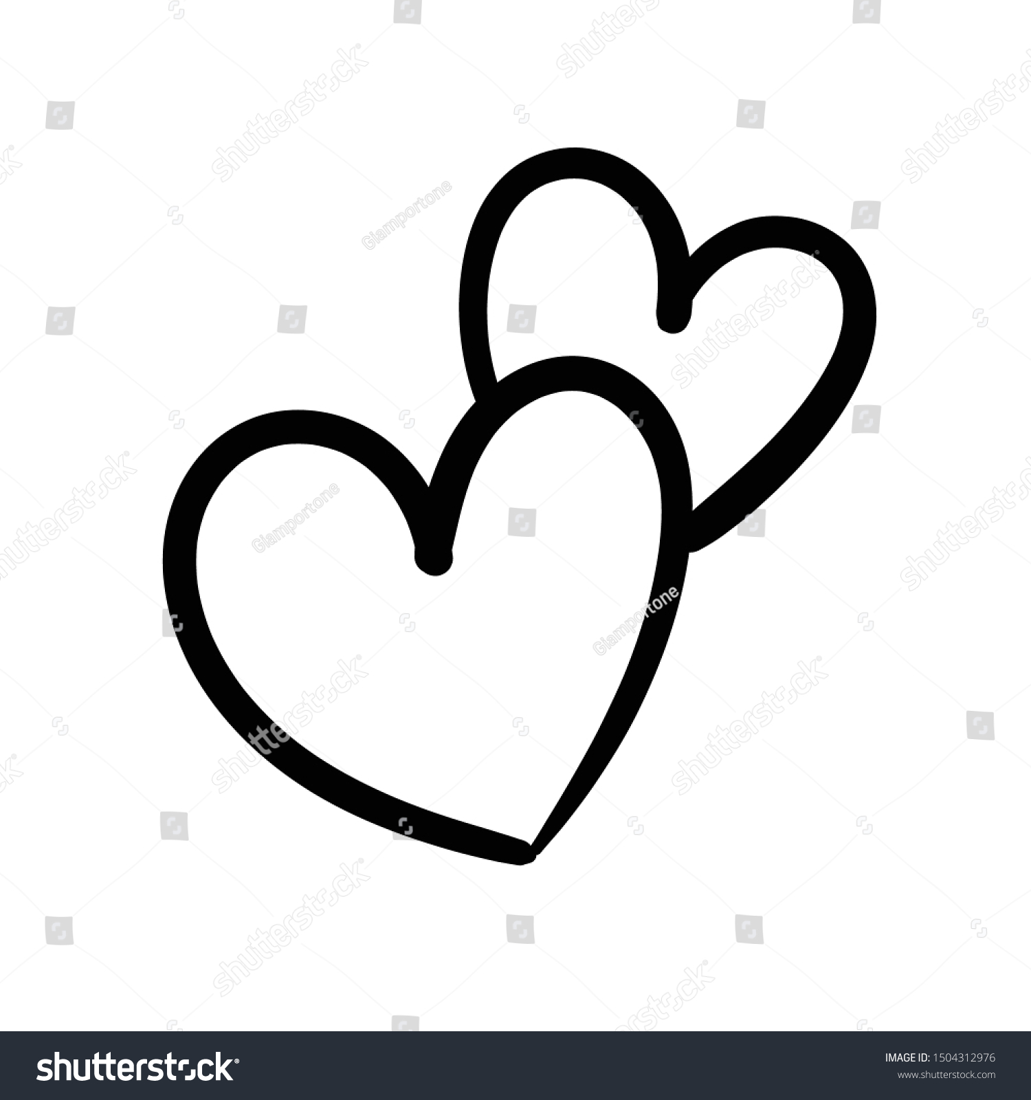 SVG of Two lovers hearts. Love symbol. Double heart doodle. svg