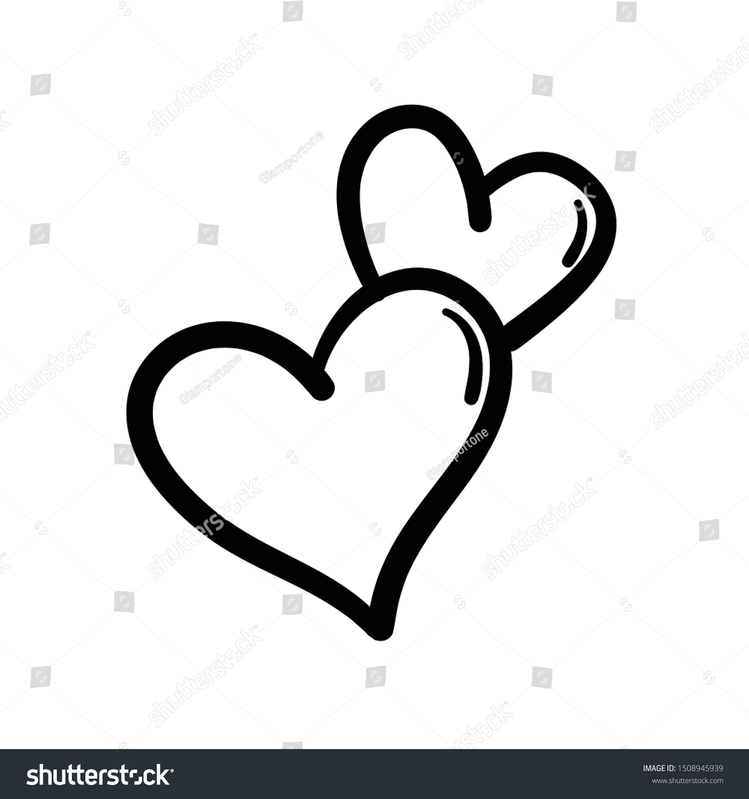 SVG of Two lovers hearts. Love symbol. Double heart doodle. svg
