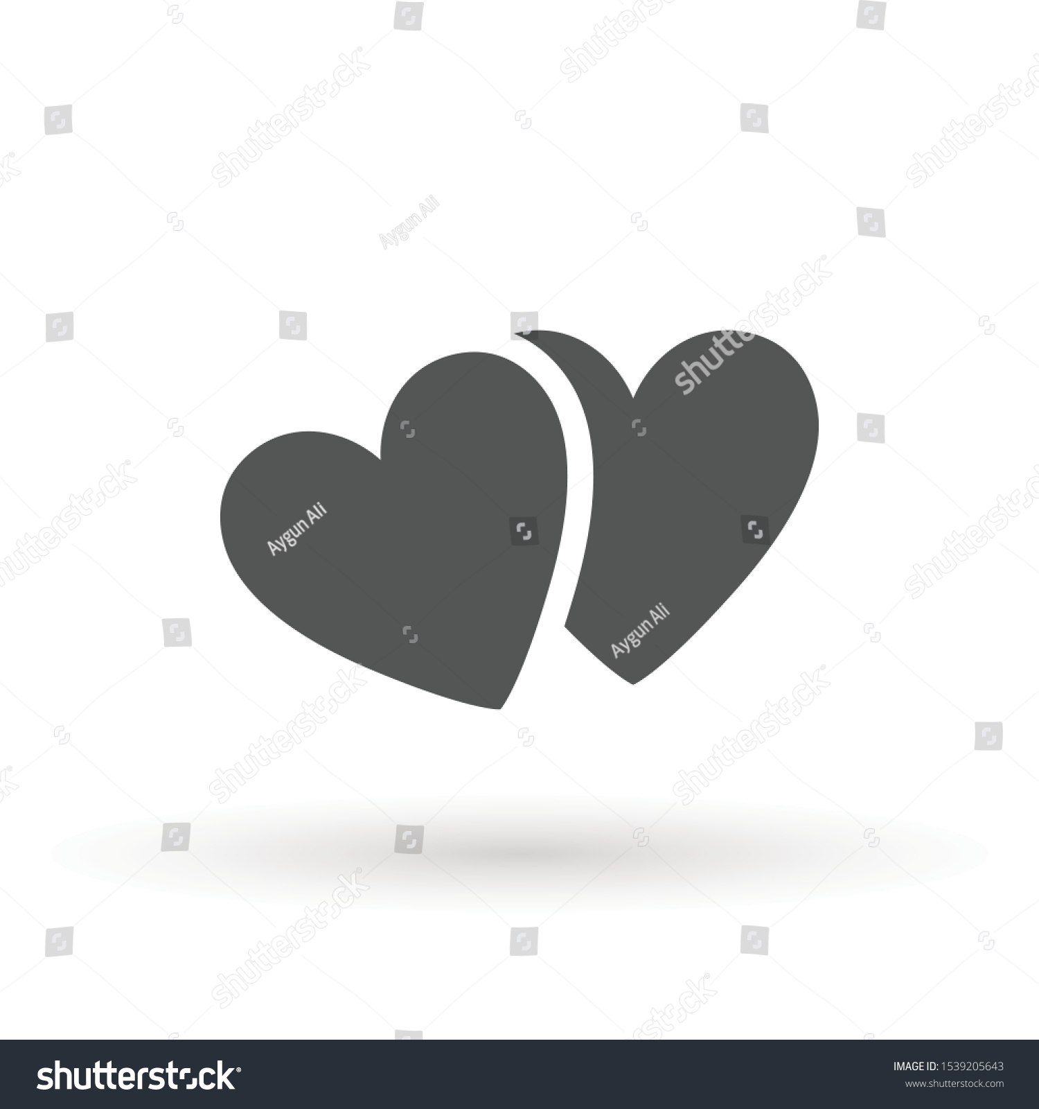 SVG of Two lovers hearts. Love symbol. Double heart Icon Vector. Valentine Icon Drawing svg