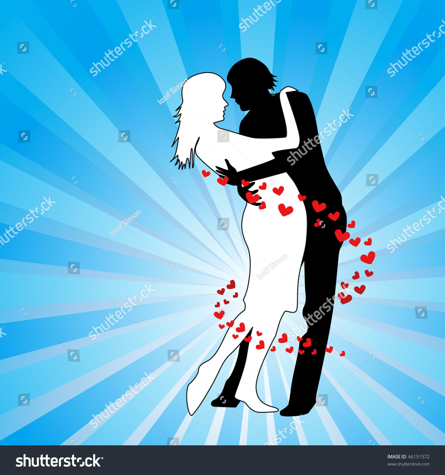Two Lovers Kissing Vector Illustration - 46151572 : Shutterstock