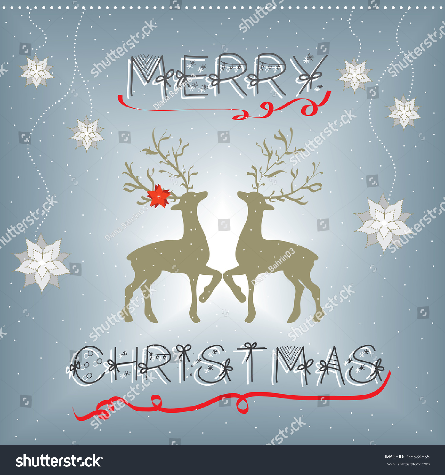 Two Majestic Reindeer On Greeting Card Stock Vector (Royalty Free ...