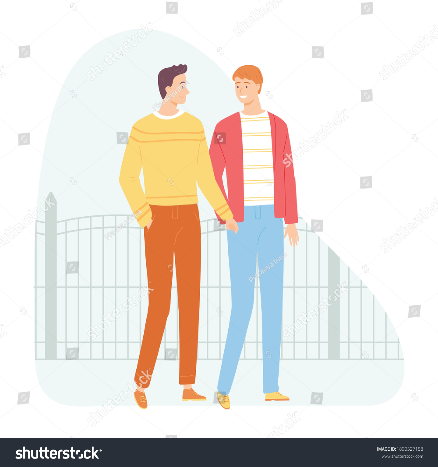 Two Men Love Walking Samesex Couple Stock Vector Royalty Free 1890527158