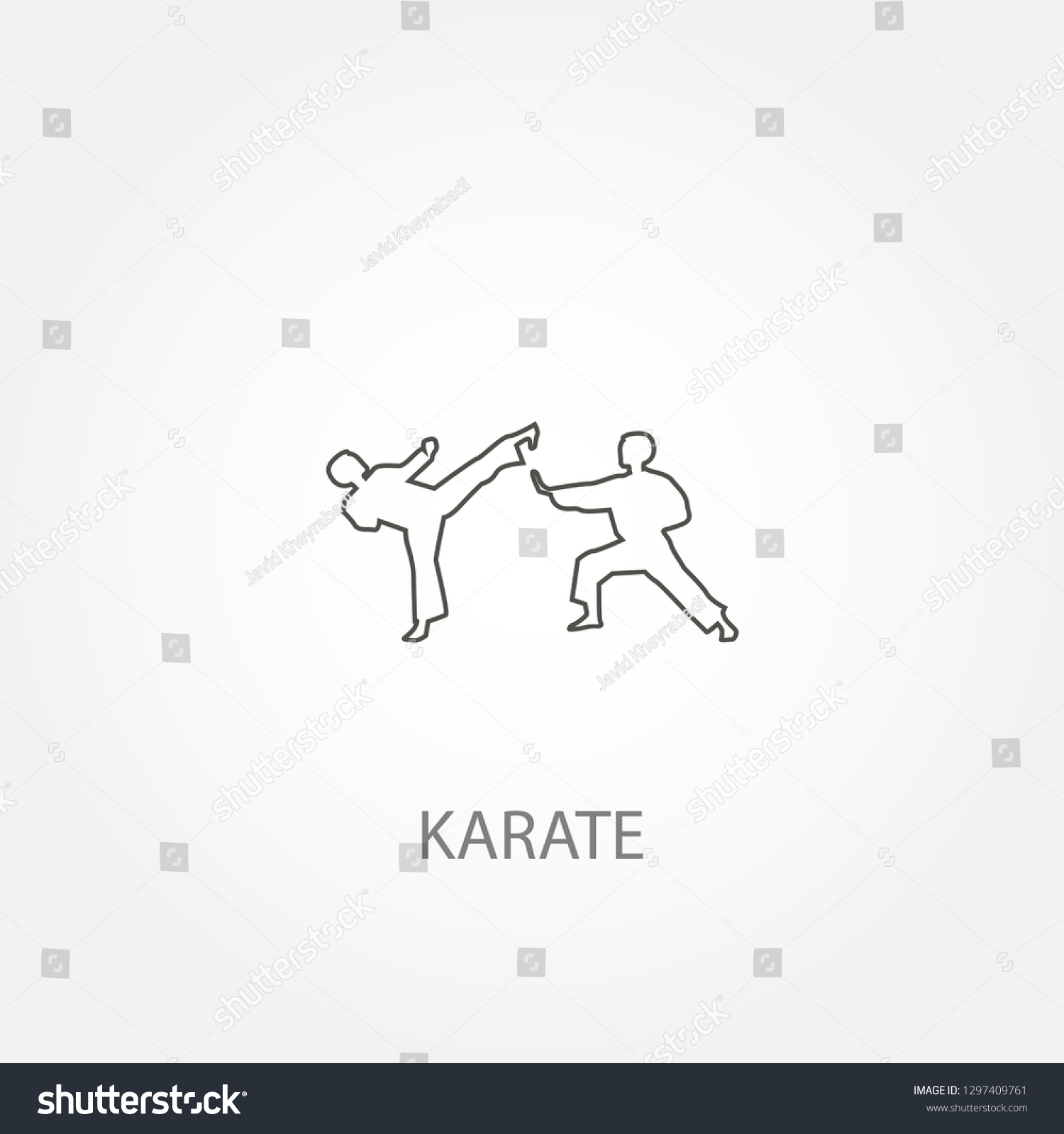 Two Men Practicing Karate Vector Icon Stock Vector Royalty Free 1297409761 Shutterstock 