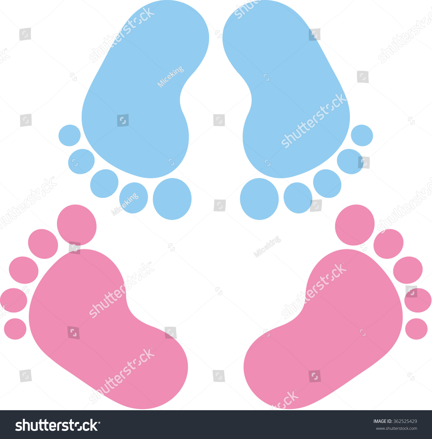 Two Pair Of Baby Footprint Twins Stock Vector Illustration 362525429 ...