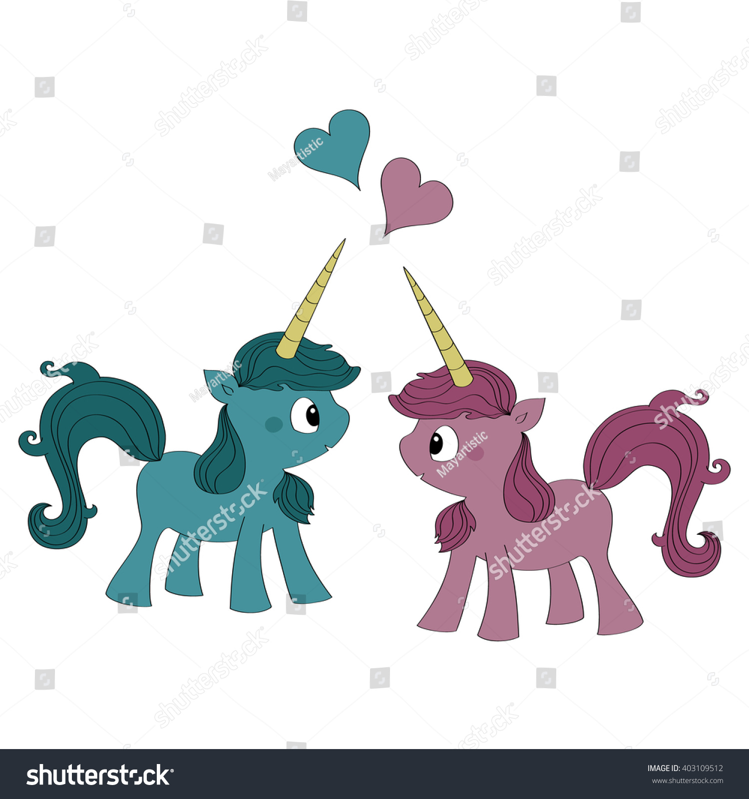 Two Pegasus Love Vector Illustration Stock Vector Royalty Free