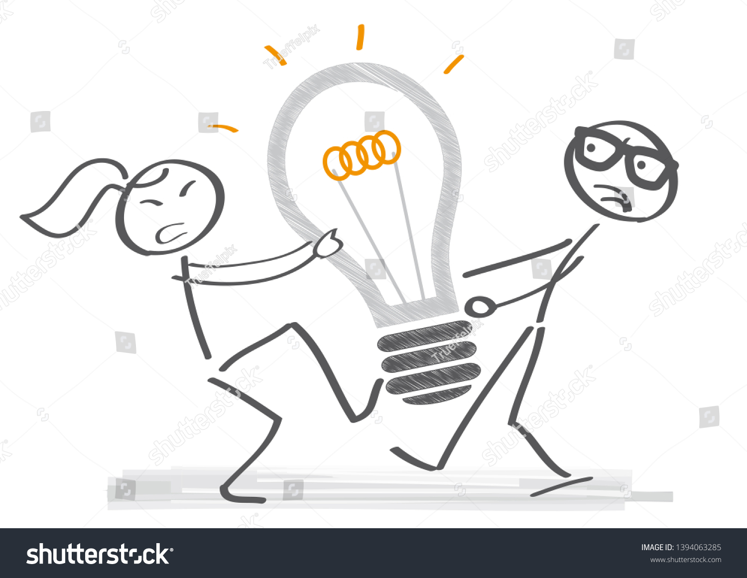 Two People Fighting Copyright Plagiarism Copycat Stock Vector