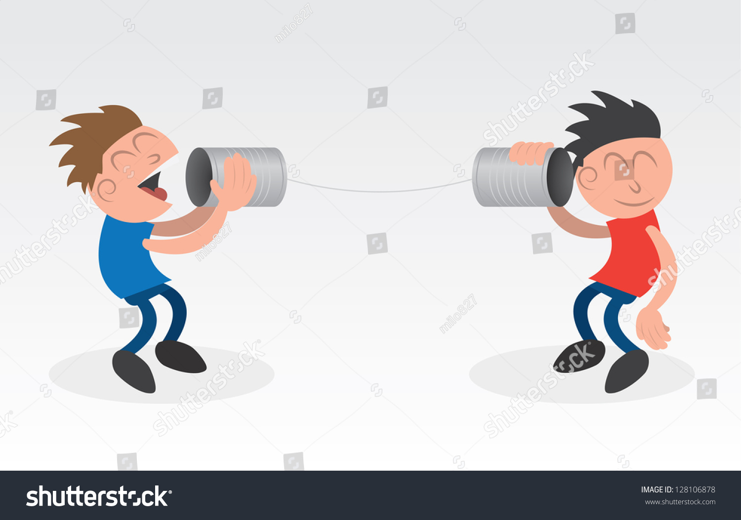 Two People Using Cans On A String To Communicate Stock Vector ...