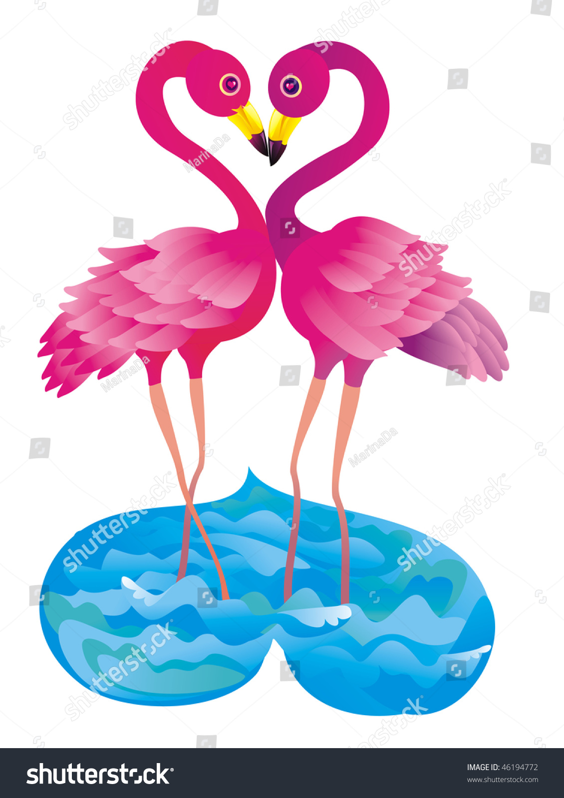 Two Pink Flamingos Making Love Vector Stock Vector 46194772 Shutterstock