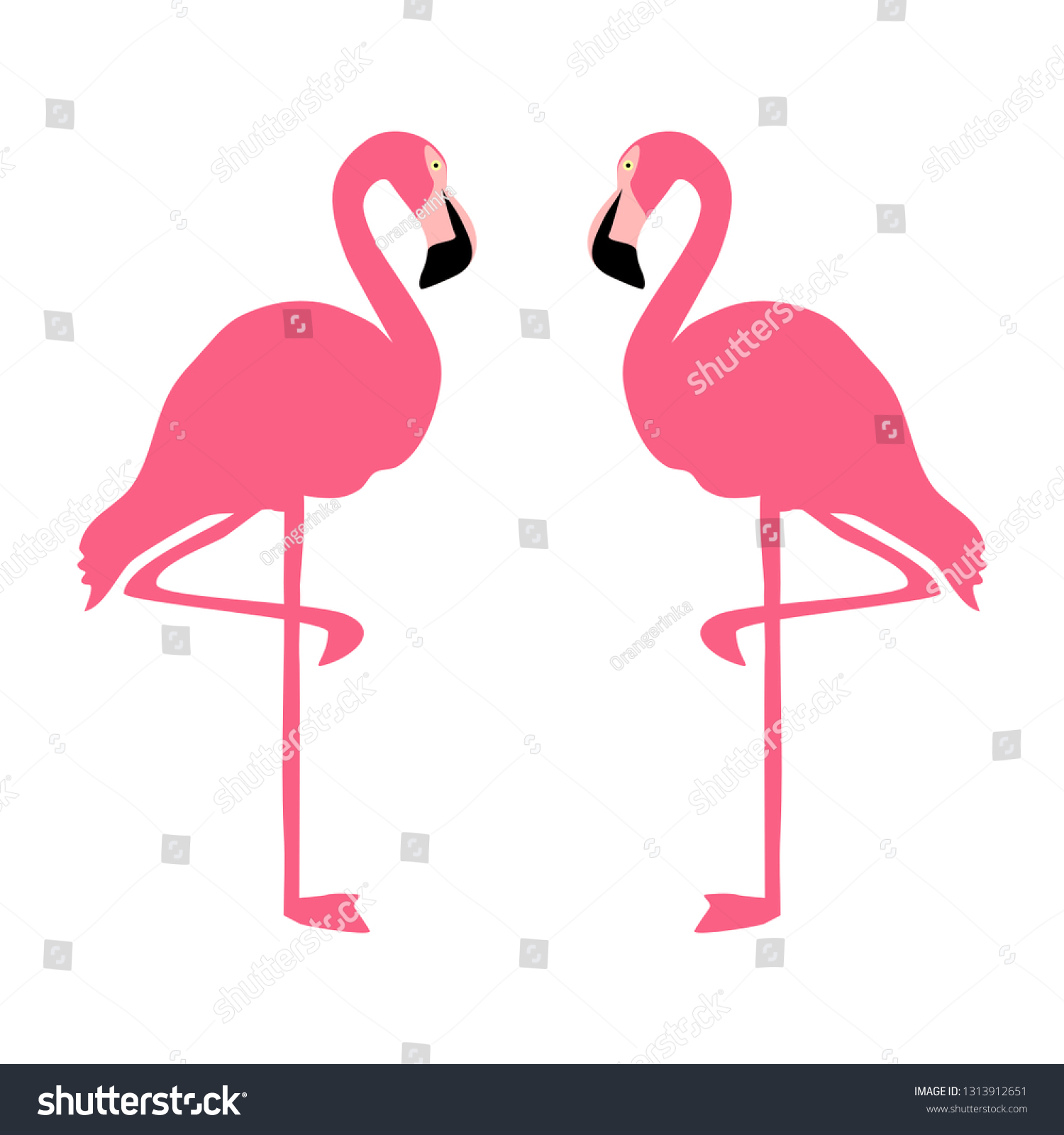 Two Pink Flamingos Vector Isolated Tropical Stock Vector Royalty Free 1313912651