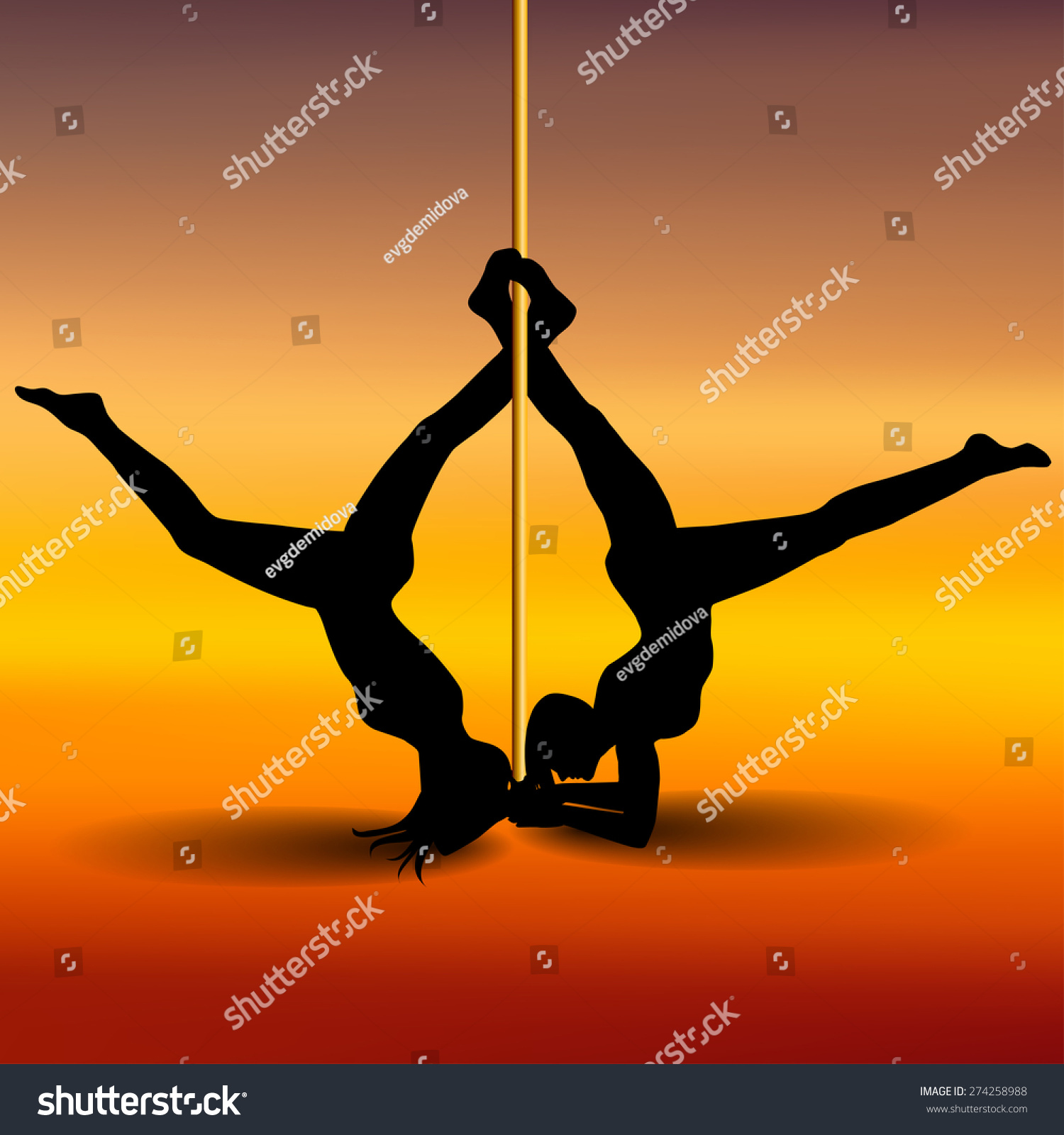 Two Pole Dancers Long Short Hair Stock Vector Royalty Free 274258988