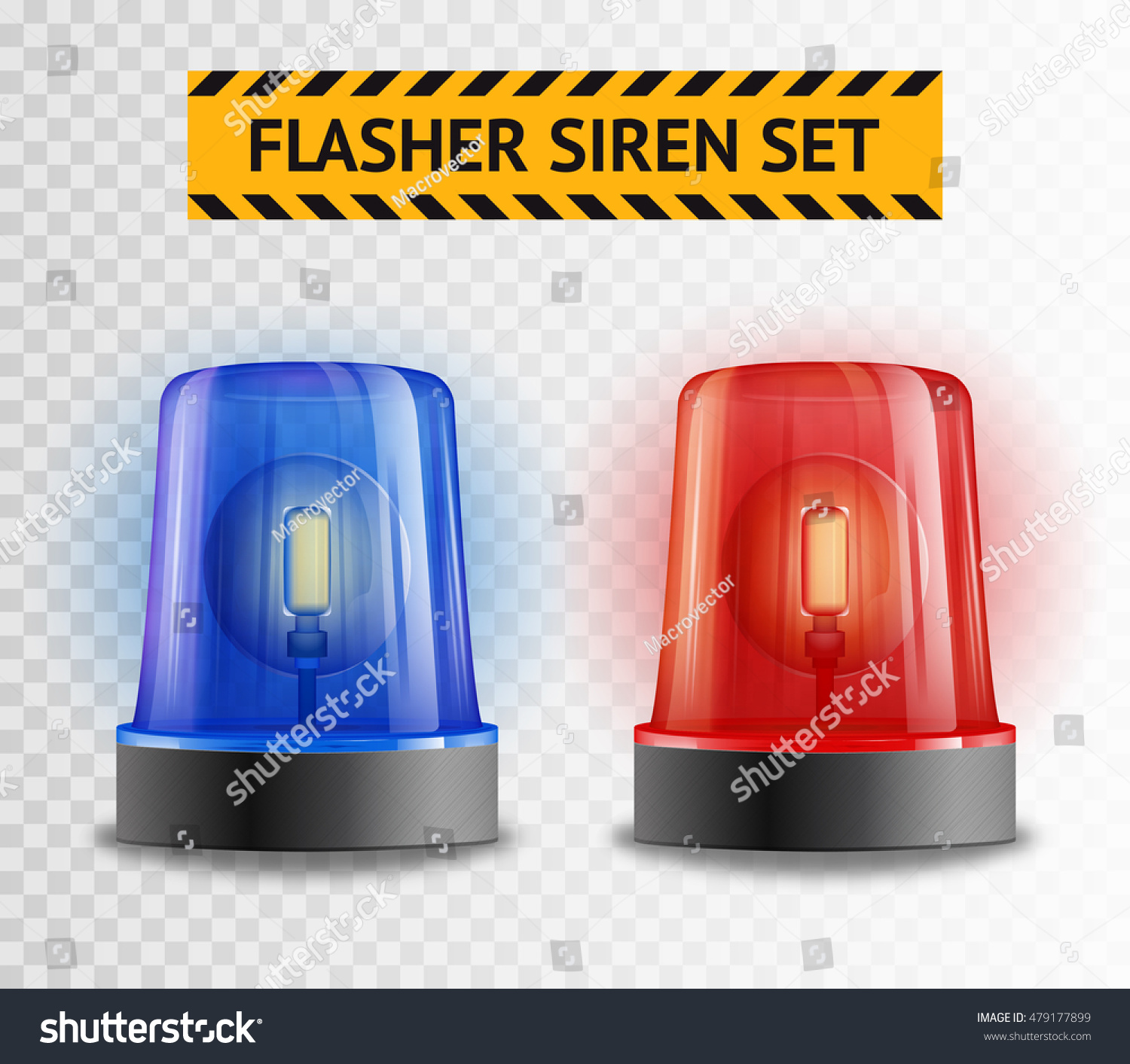 SVG of Two police flasher sirens set isolated on transparent background realistic vector illustration svg