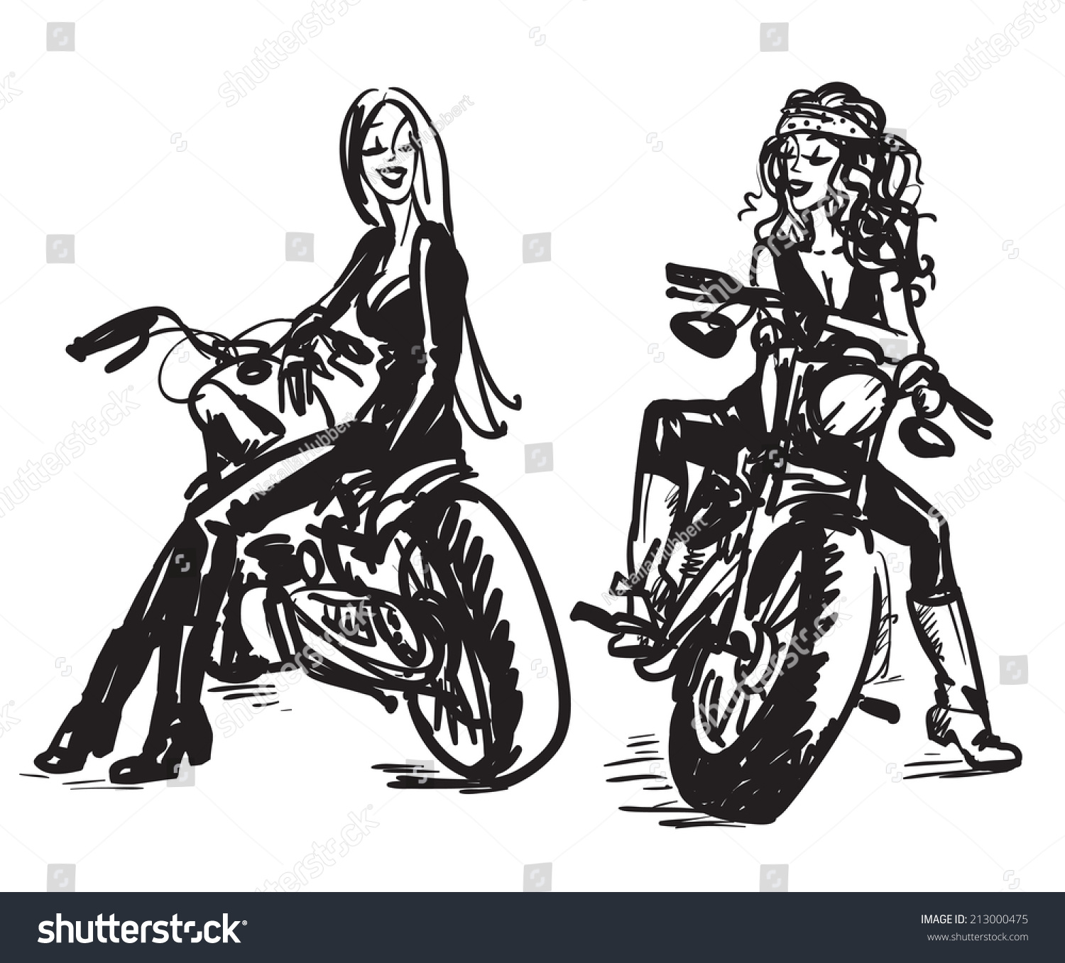 Download Two Pretty Biker Girls Stock Vector 213000475 - Shutterstock