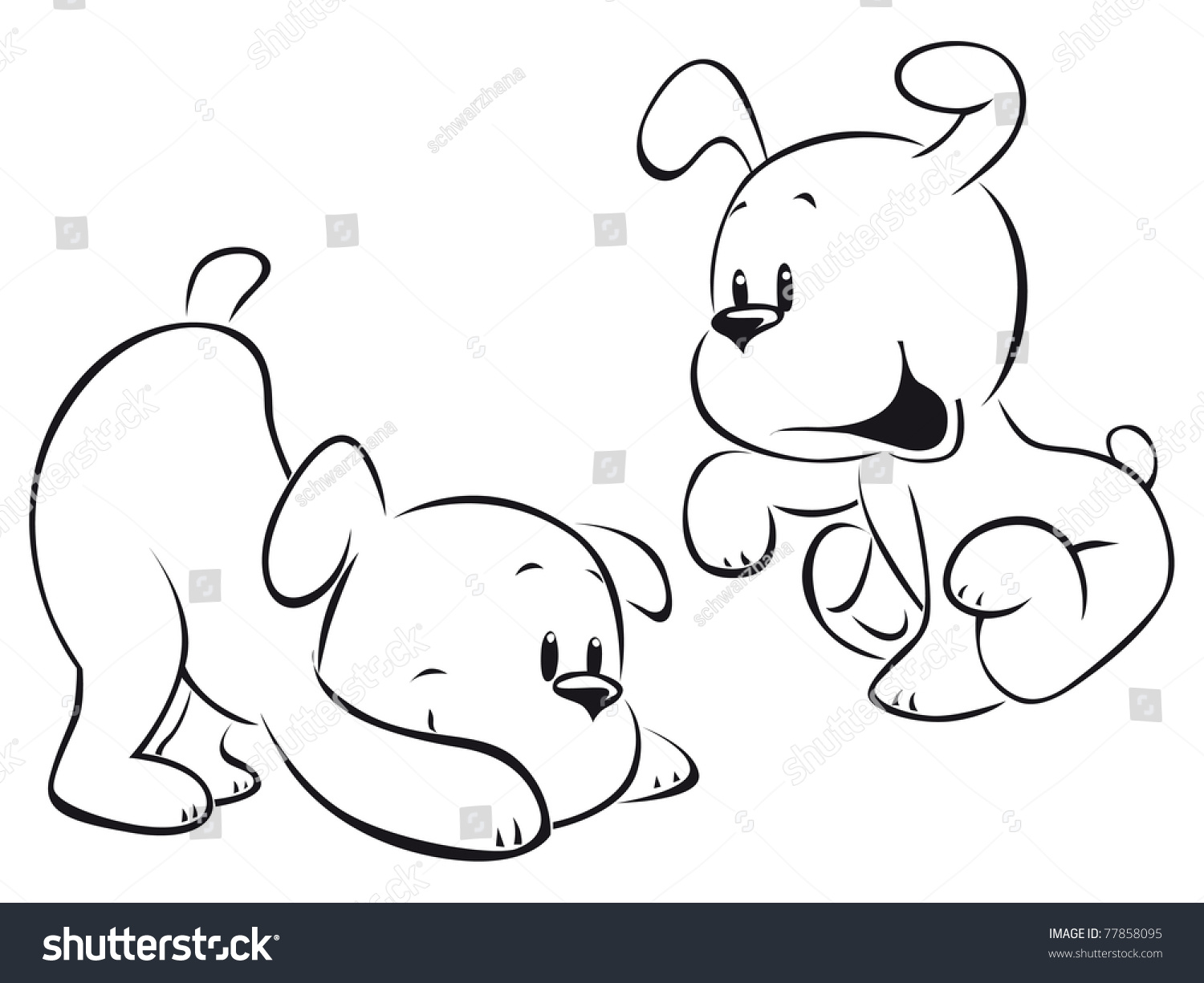 Two Puppies Sketch Stock Vector 77858095 - Shutterstock