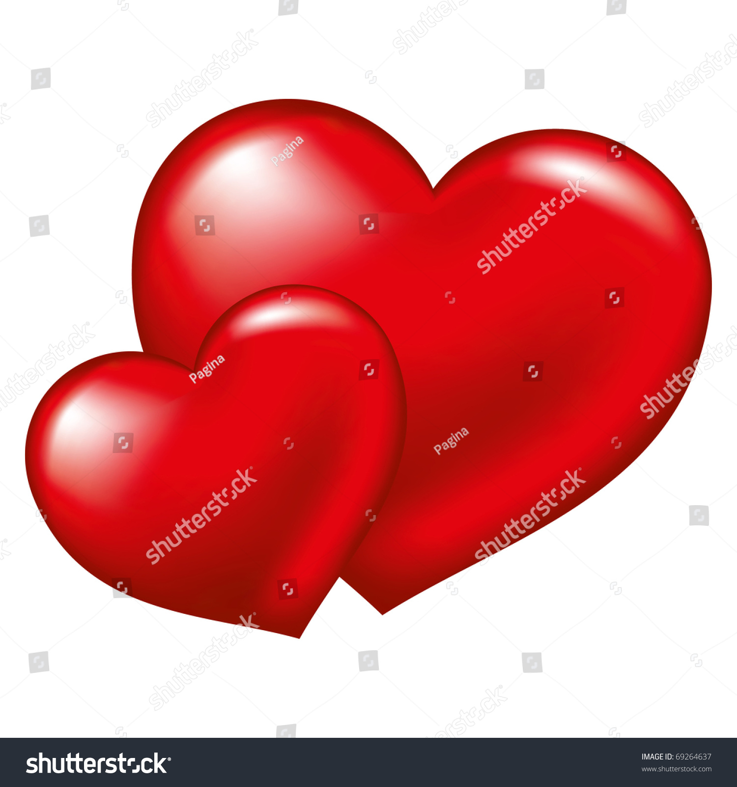 Two Red Heart, Symbol Of Love, Excellent Vector Element For Your Design ...