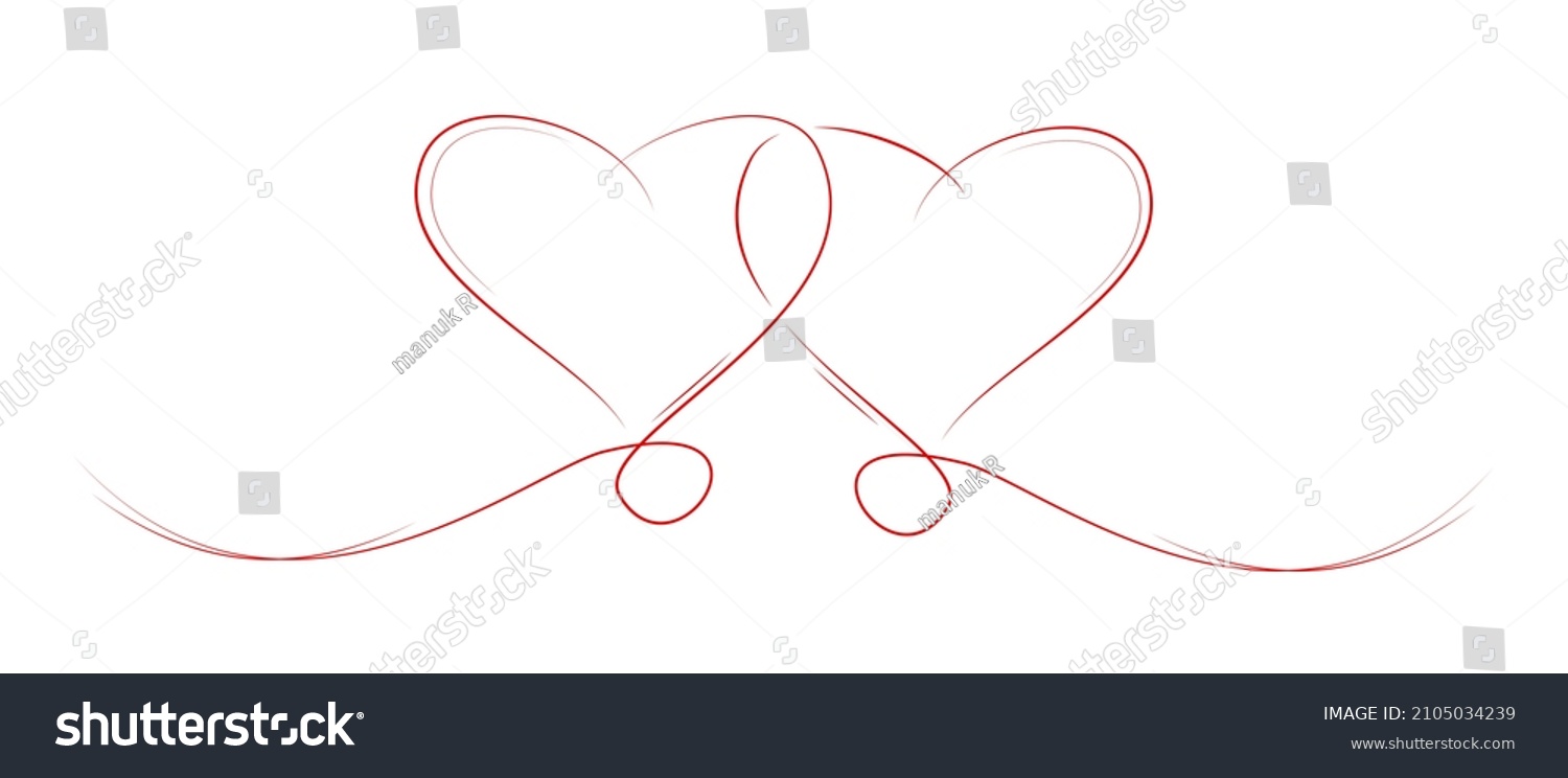 SVG of two red hearts with fine line and white background svg