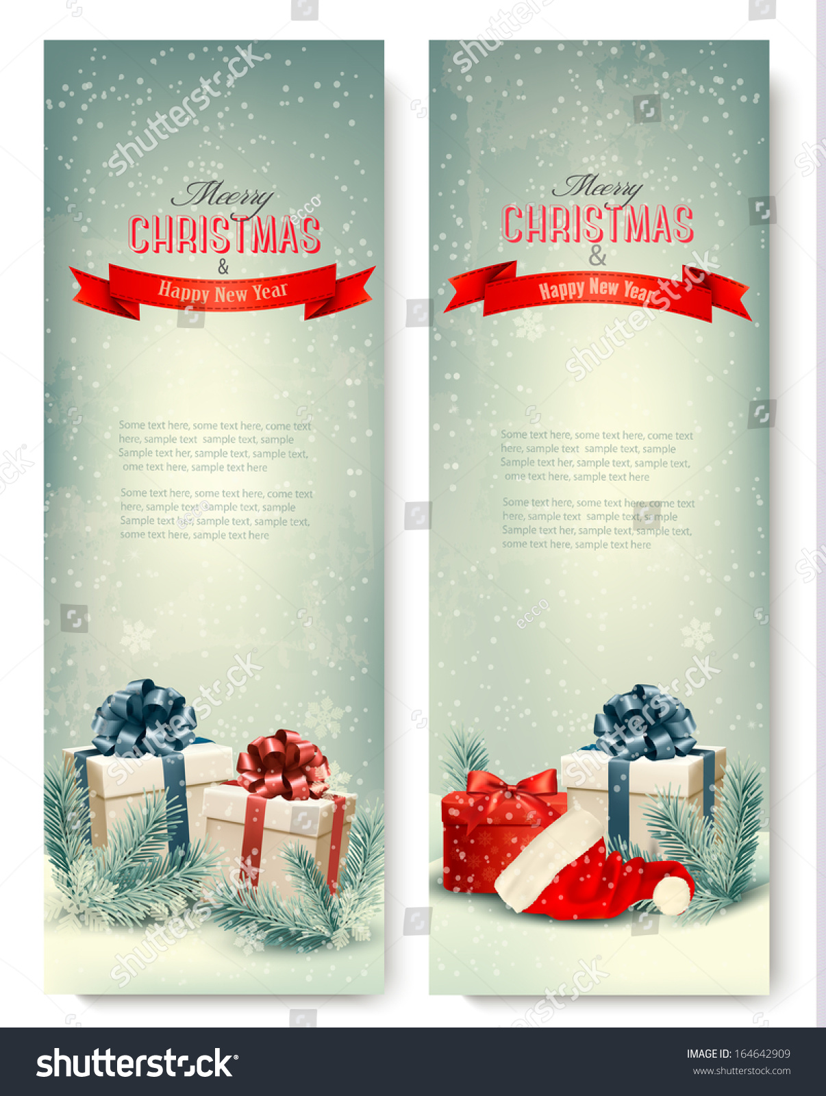 two retro holiday banners gift boxes stock vector royalty free retroholiday