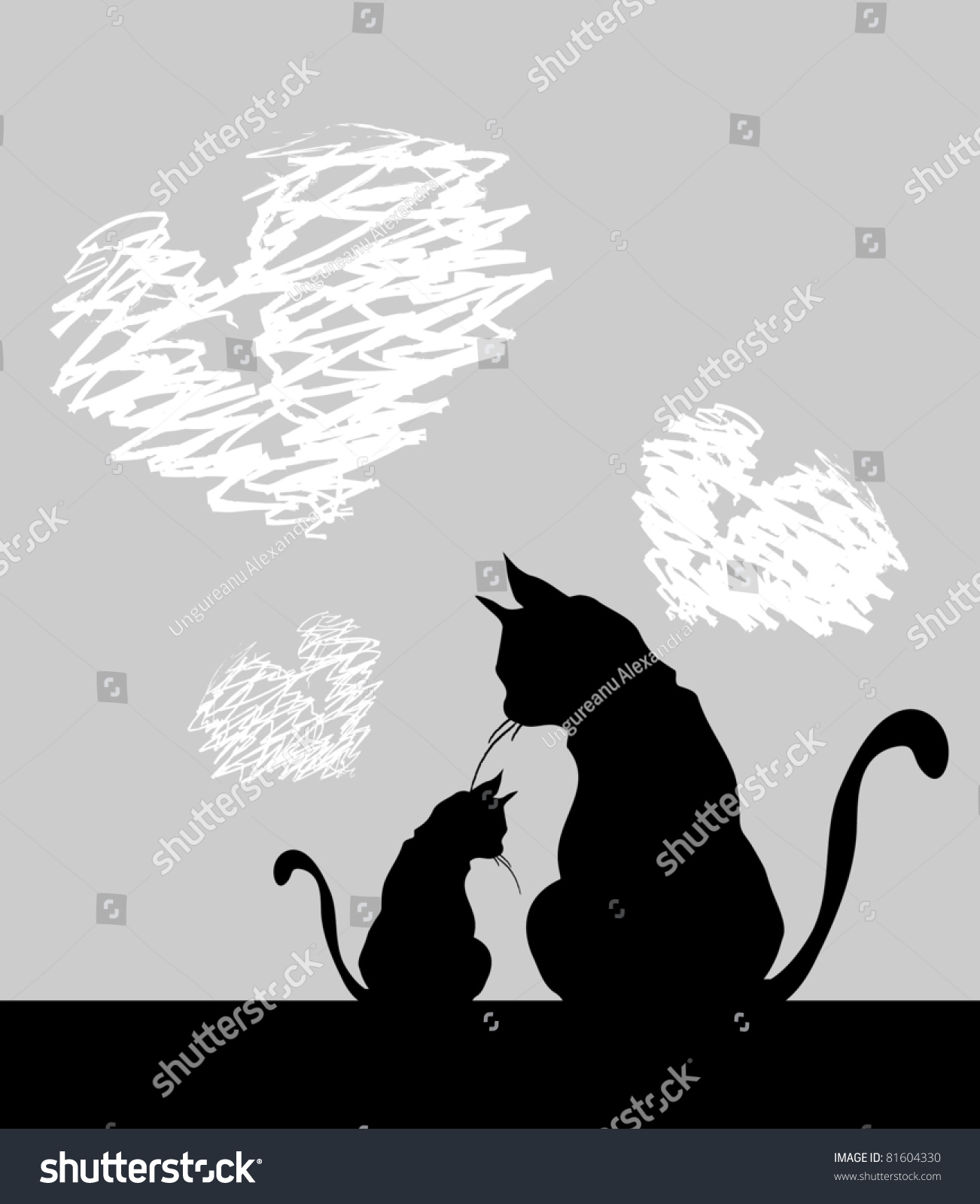 Two Romantic Black Cats Stock Vector (Royalty Free) 81604330 | Shutterstock